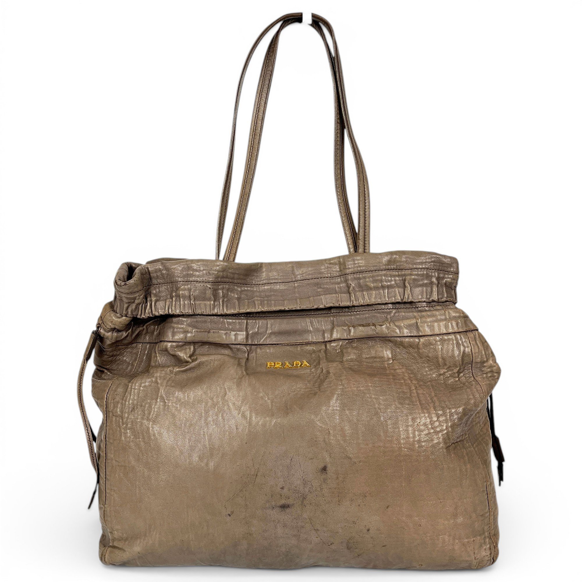 Ribbon leather handbag
