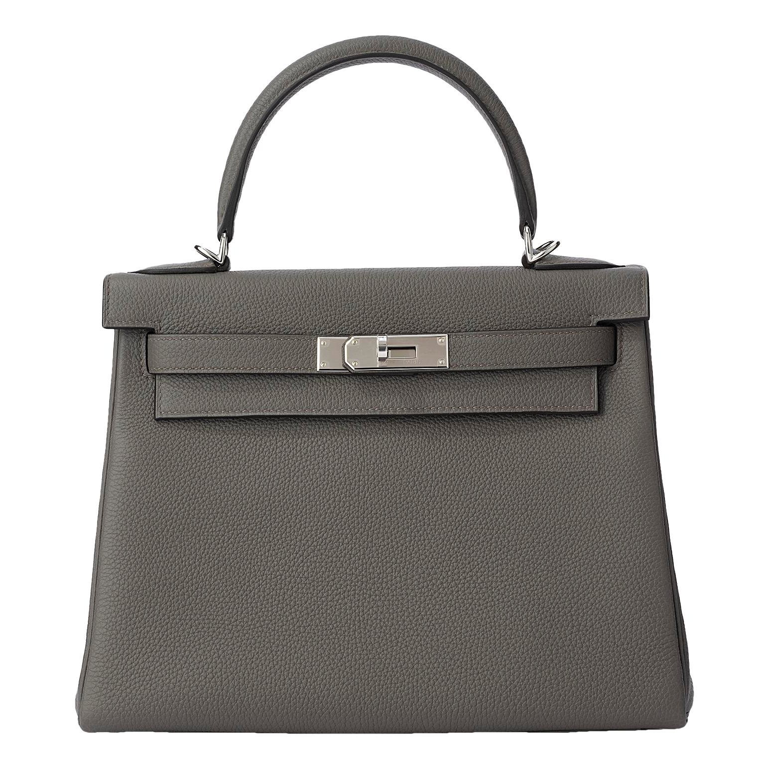Hermes Kelly 28 Handbag Etain Togo Leather 2022