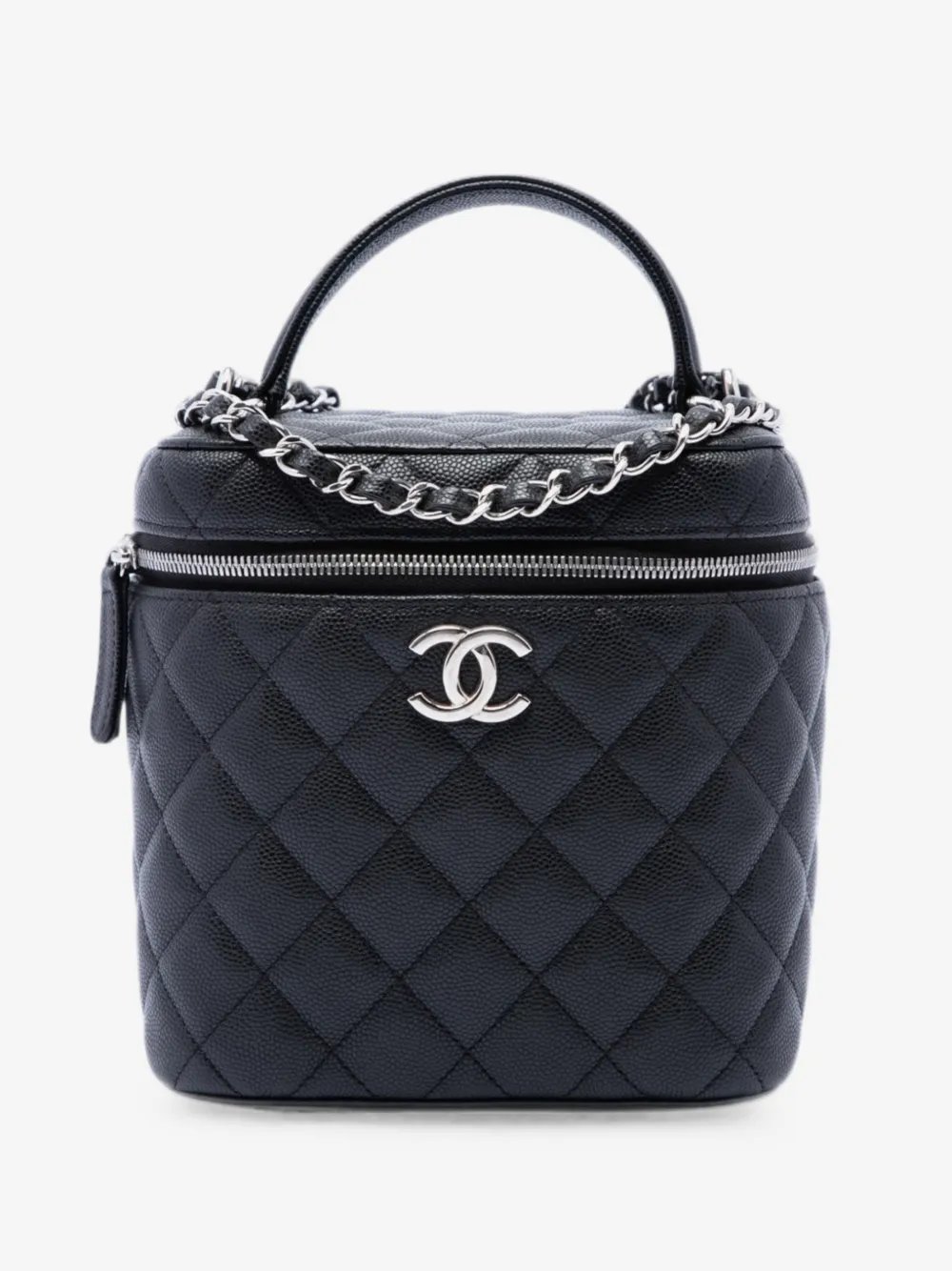 2021-2026 CC Quilted Caviar Top Handle Vanity with Chain satchel