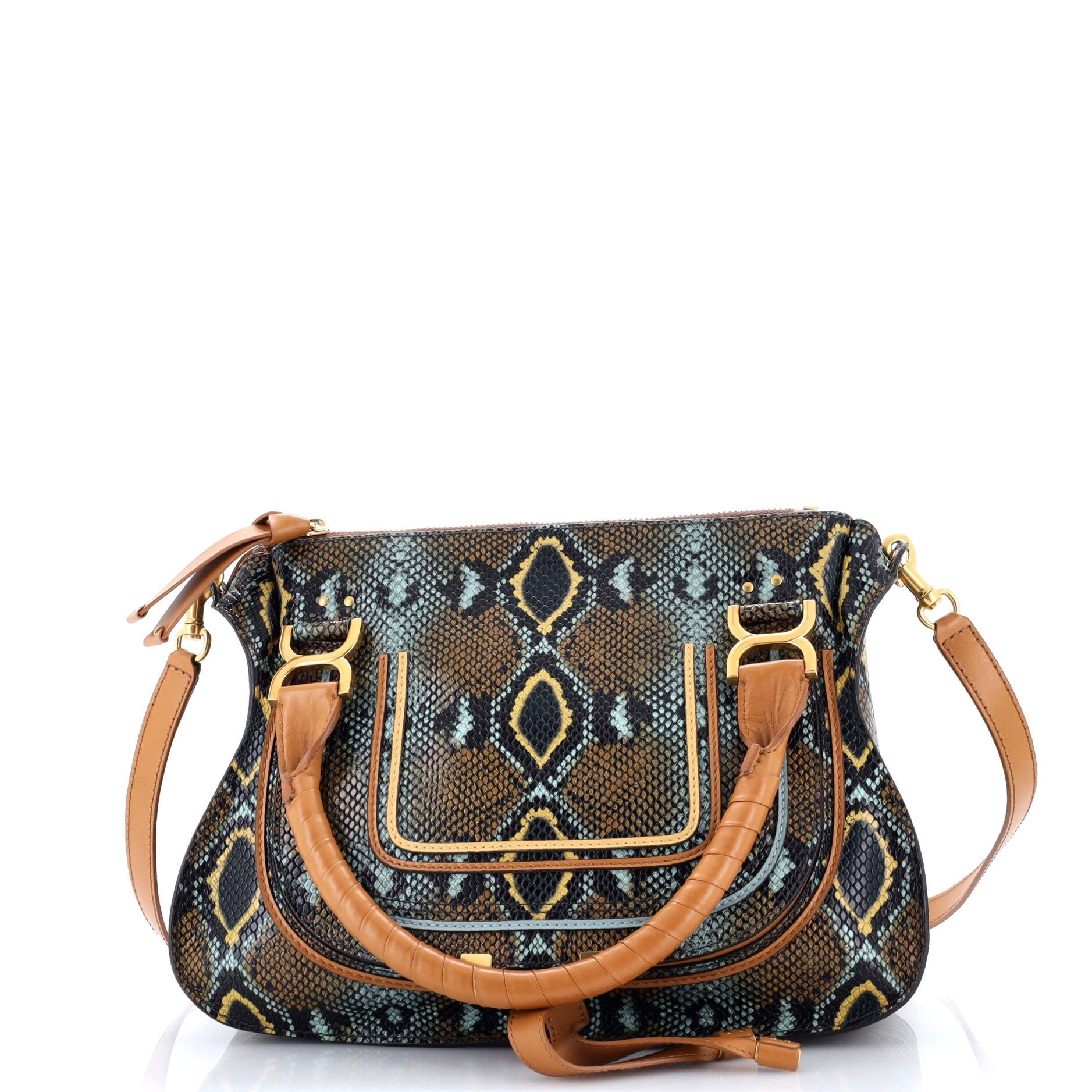 Chloe Marcie Satchel Python Print Calfskin Medium