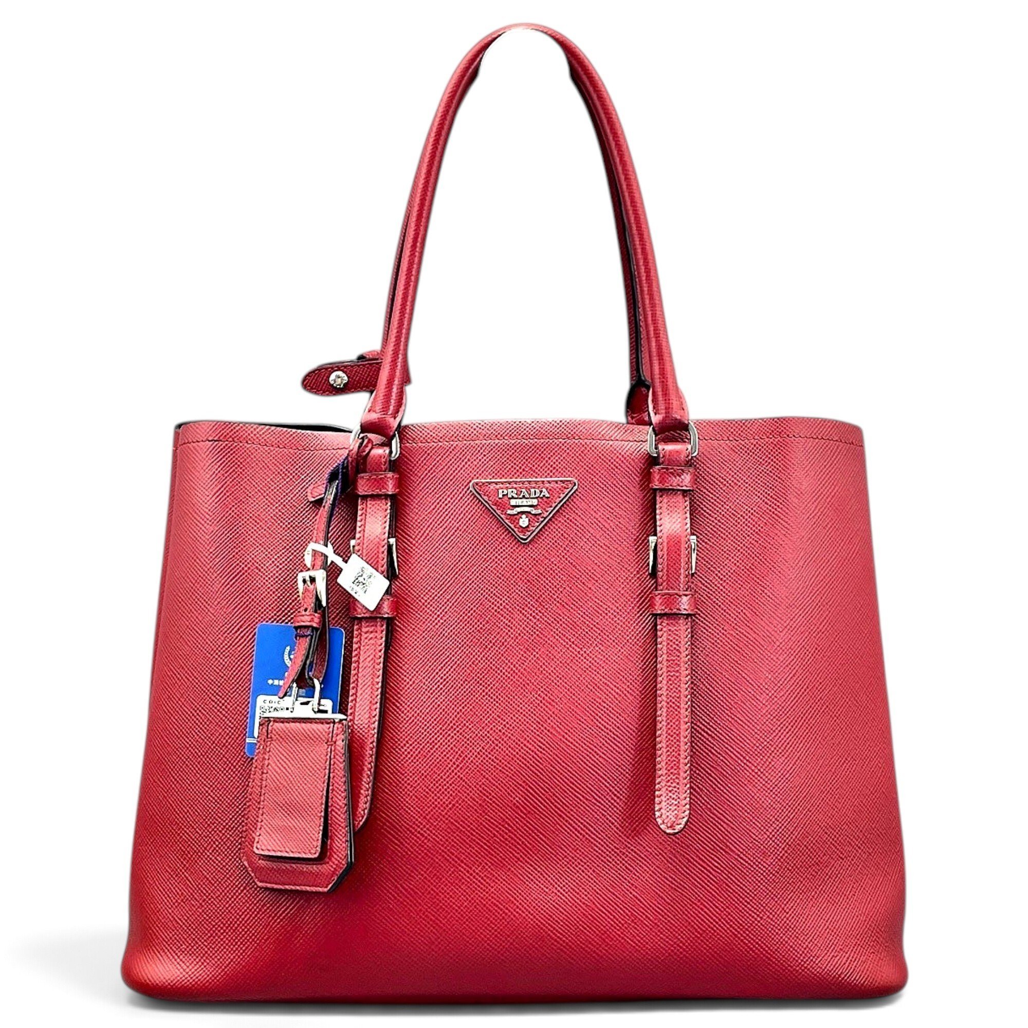 Double leather handbag