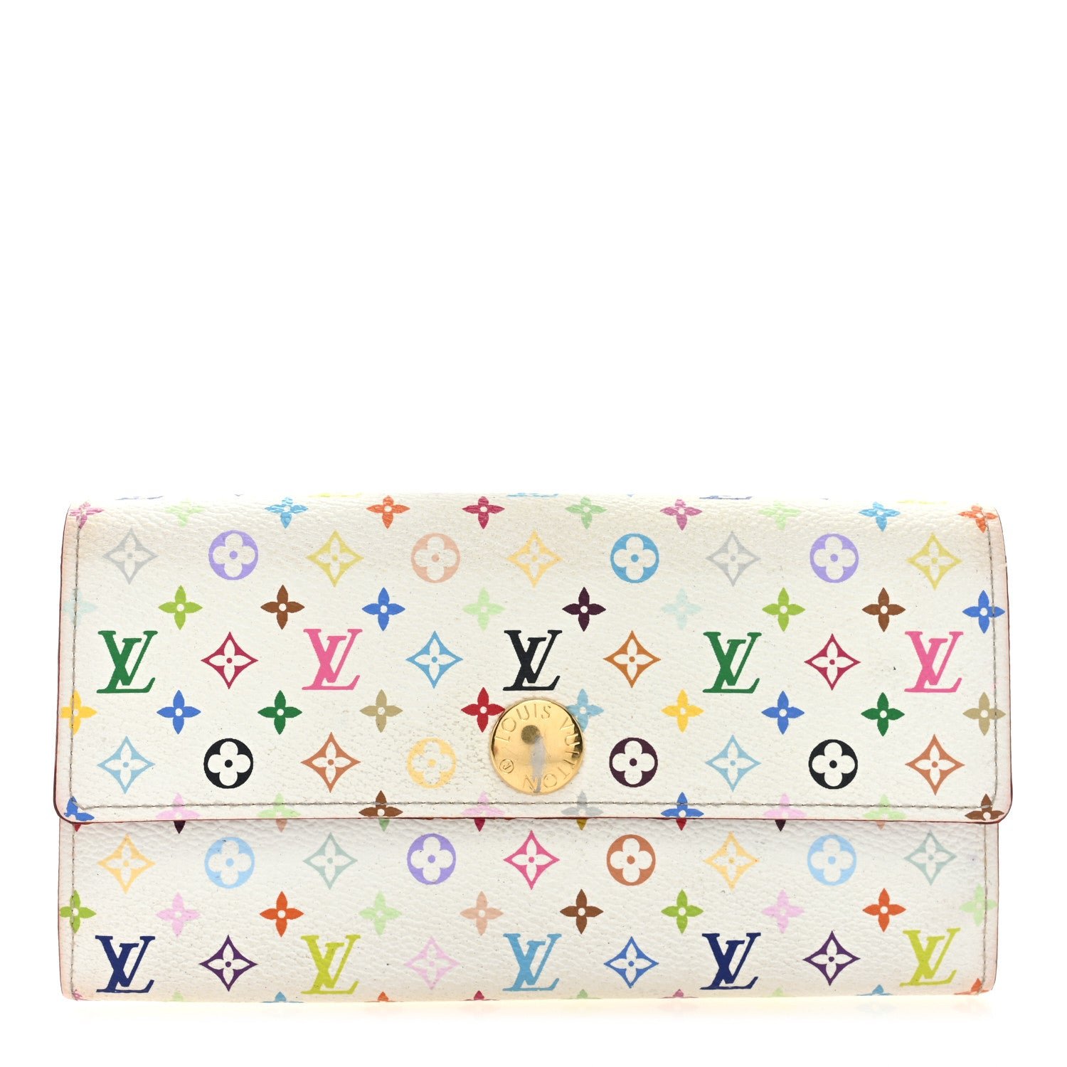 Louis Vuitton Monogram Multicolor Sarah Wallet White Litchi