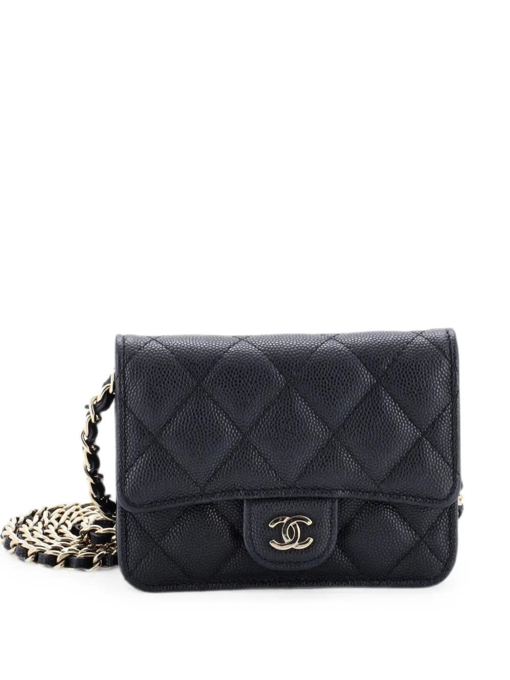 Classic Flap Card Holder on Chain Quilted Caviar Mini clutch bag
