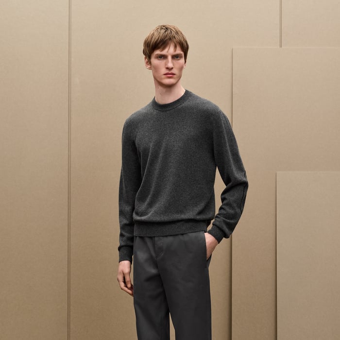 Anthracite "Maillon Chaine d'Ancre" Crewneck Cashmere Sweater
