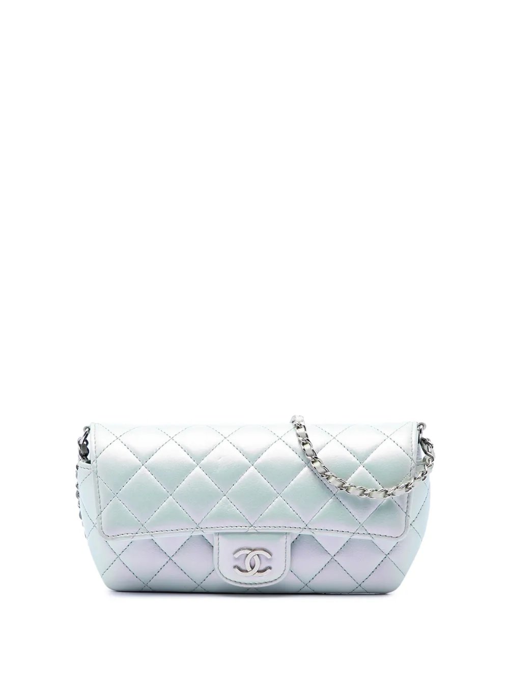 2021 CC Quilted Iridescent Lambskin Sunglasses Case with Chain crossbody bag