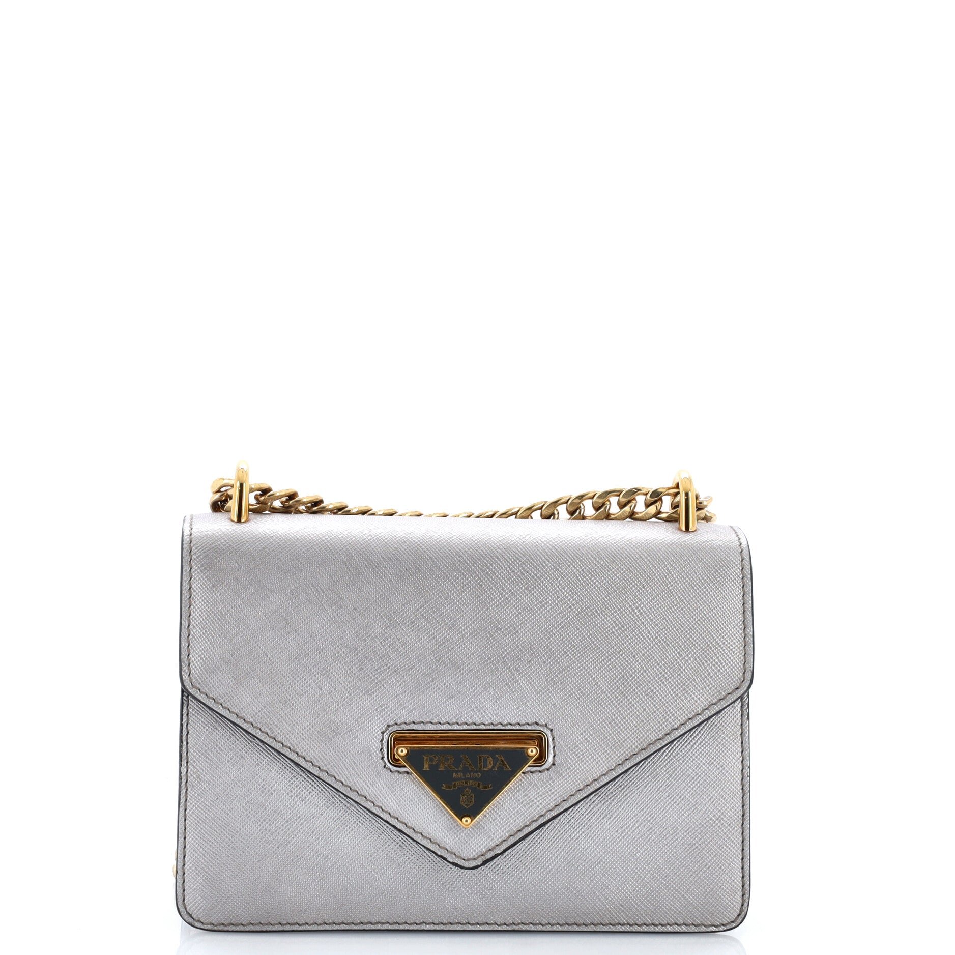 Envelope Flap Chain Shoulder bag Saffiano Leather Small