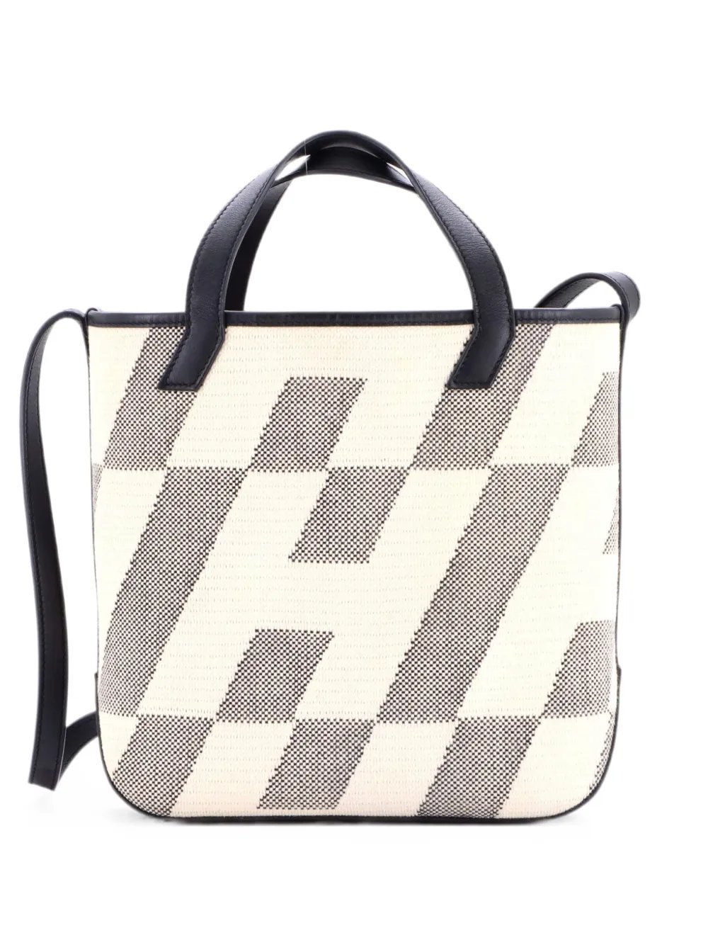 Cabas H en Biais Tote Canvas with Leather 27 shoulder bag