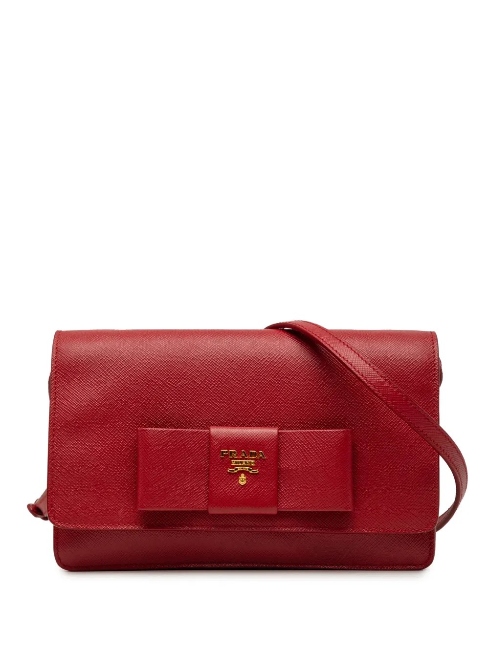 2013-2026 Saffiano Lux Bow Wallet On Strap crossbody bag