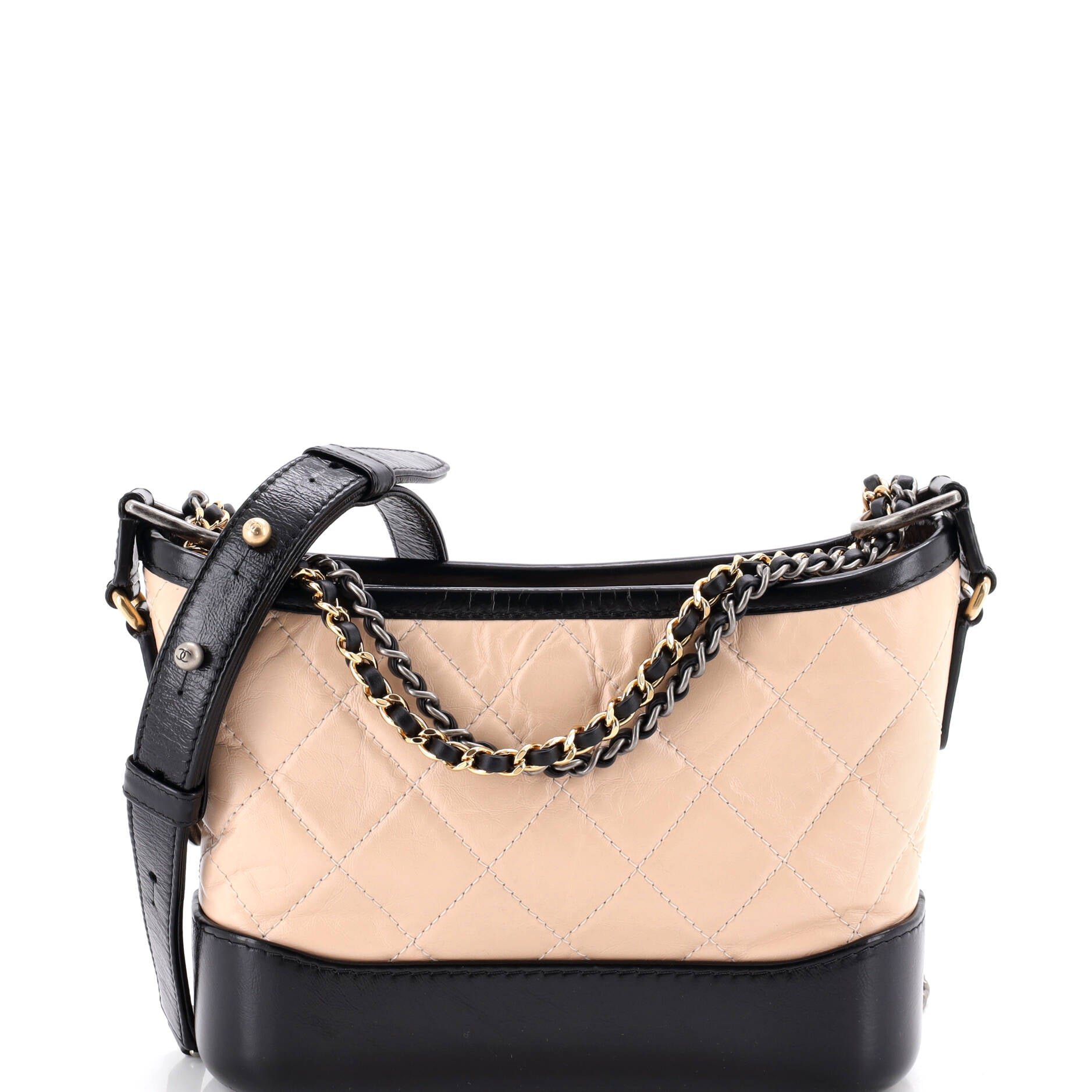 Bicolor Gabrielle Hobo Quilted Aged Calfskin Small