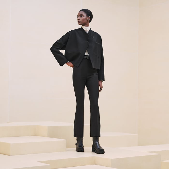 Noir Jacket With Leather Detail