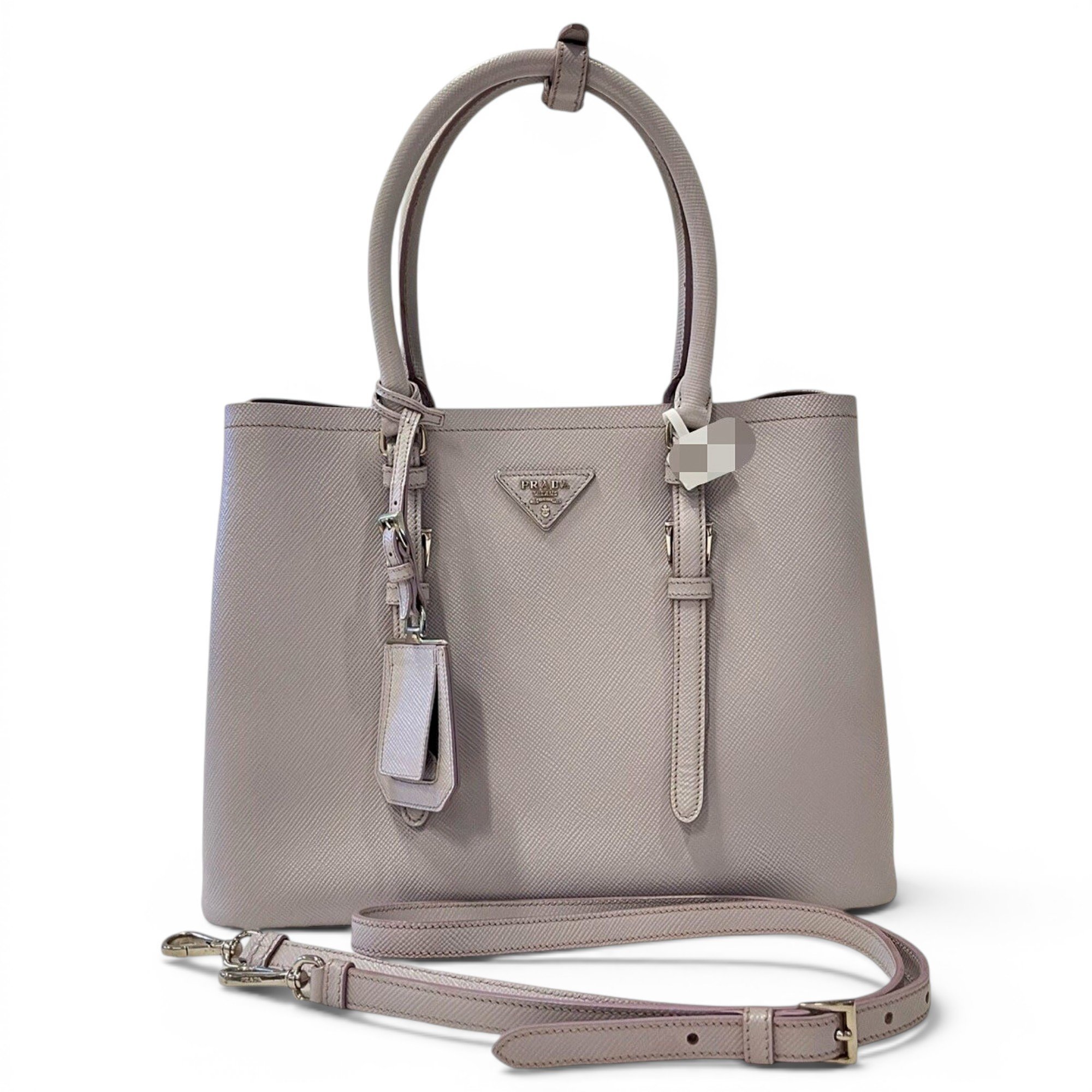 Double leather handbag