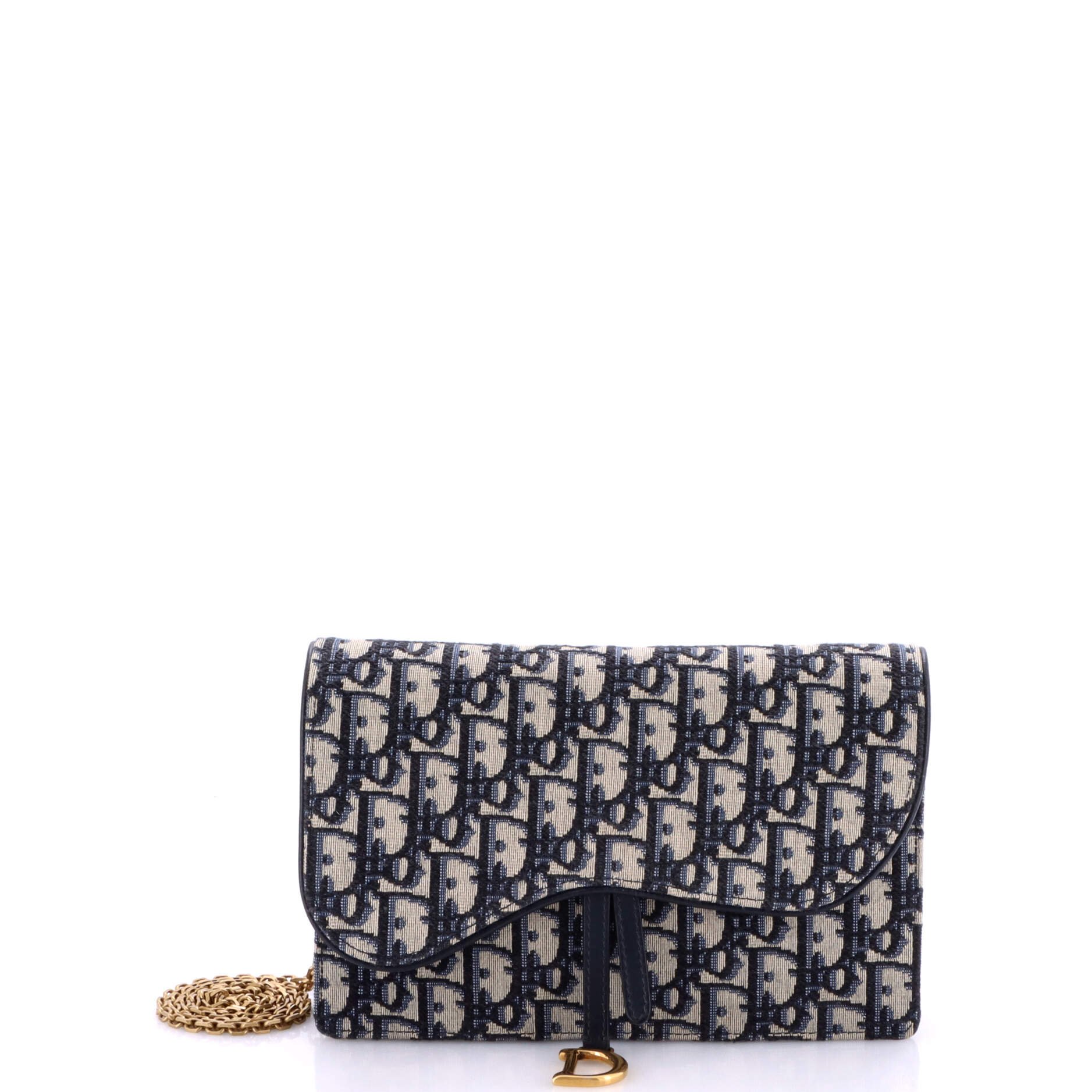 Dior Saddle Chain Clutch Oblique Canvas