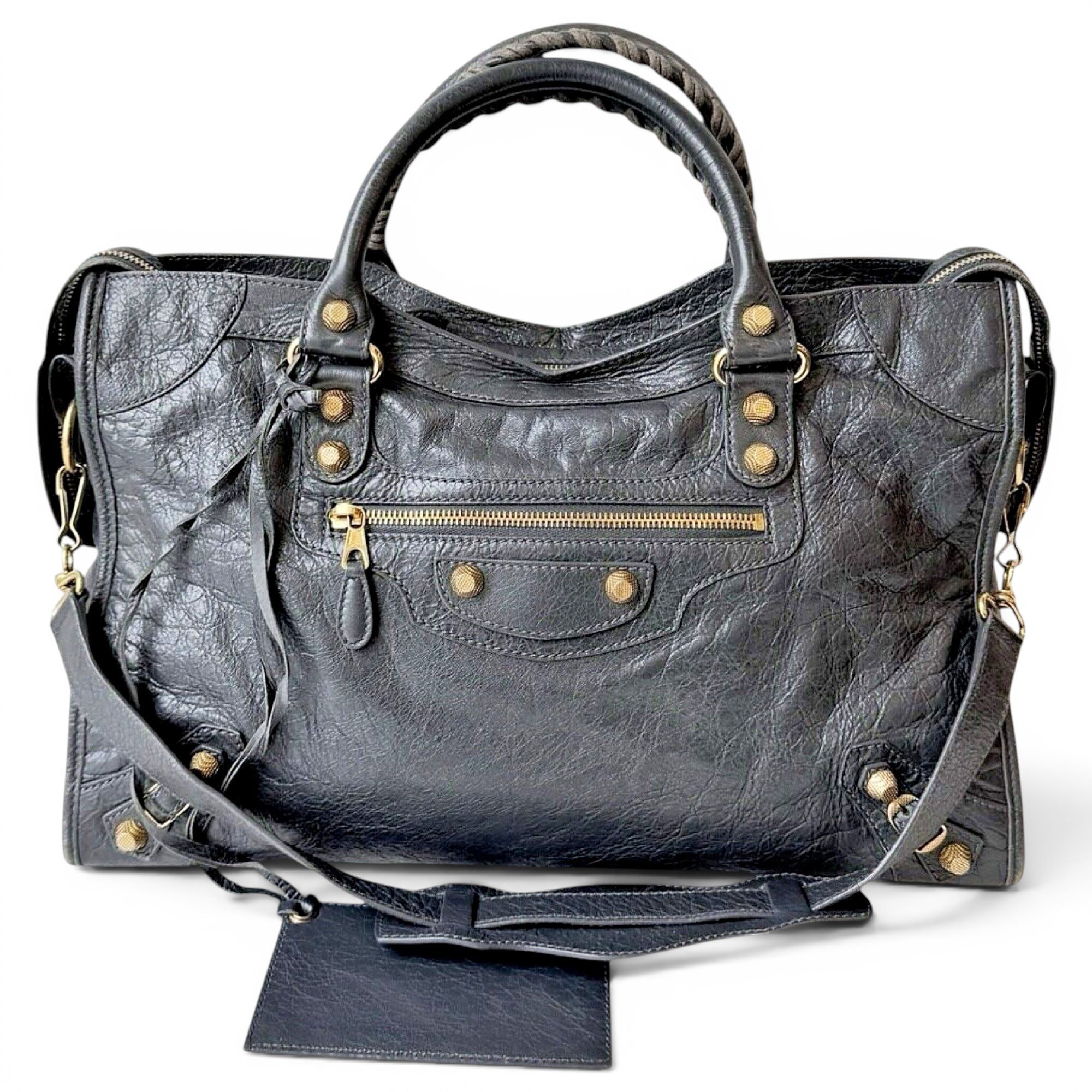 City leather satchel