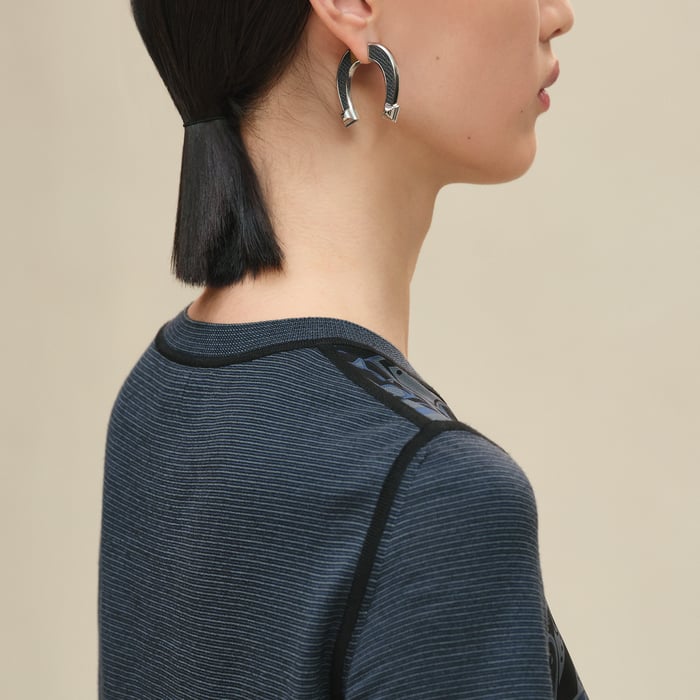 Noir Réglisse "Candy Libris Bandana" Short-sleeve Twillaine Sweater