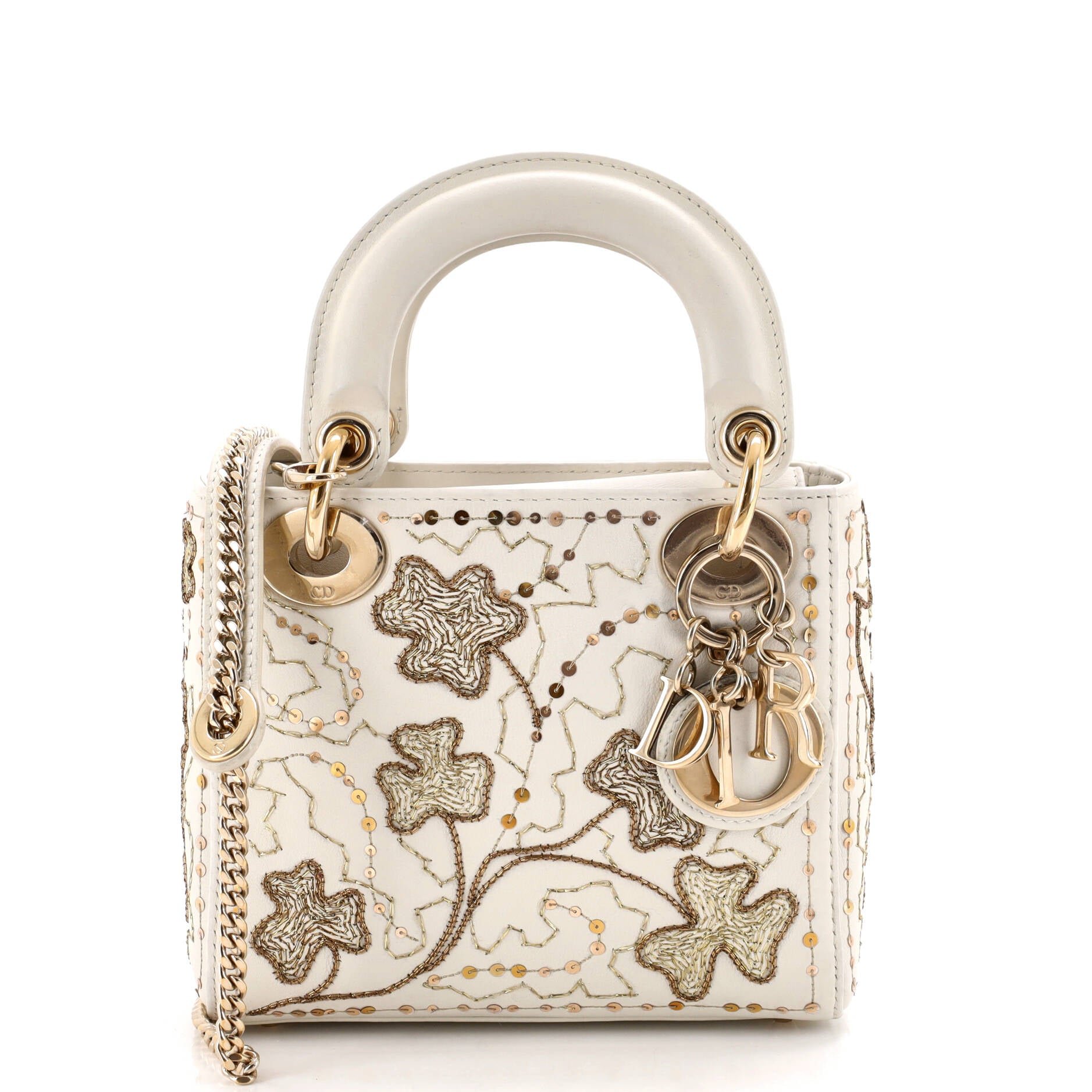 Lady Dior Chain Bag Embroidered Calfskin Mini