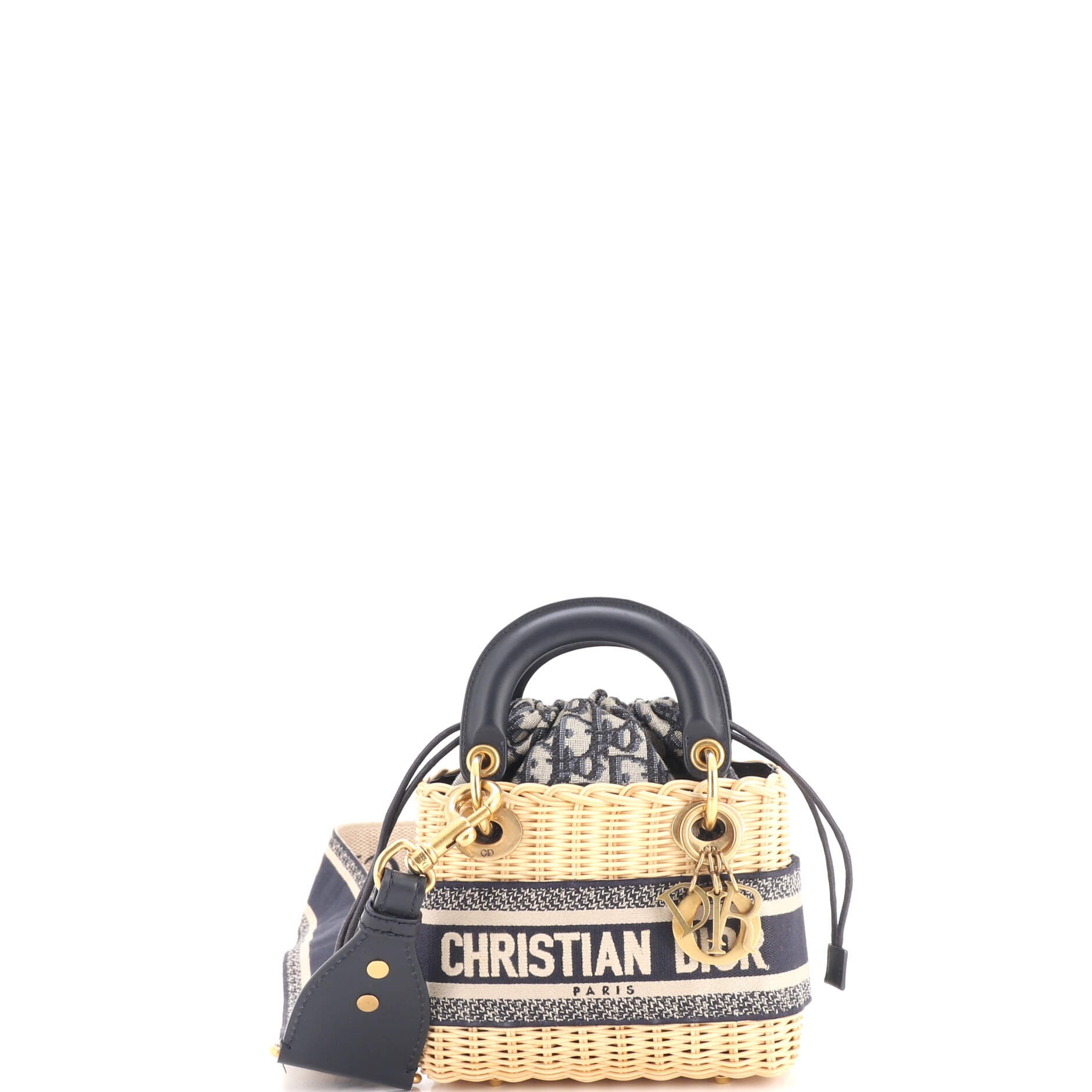 Lady Dior Bag Wicker and Oblique Canvas Mini
