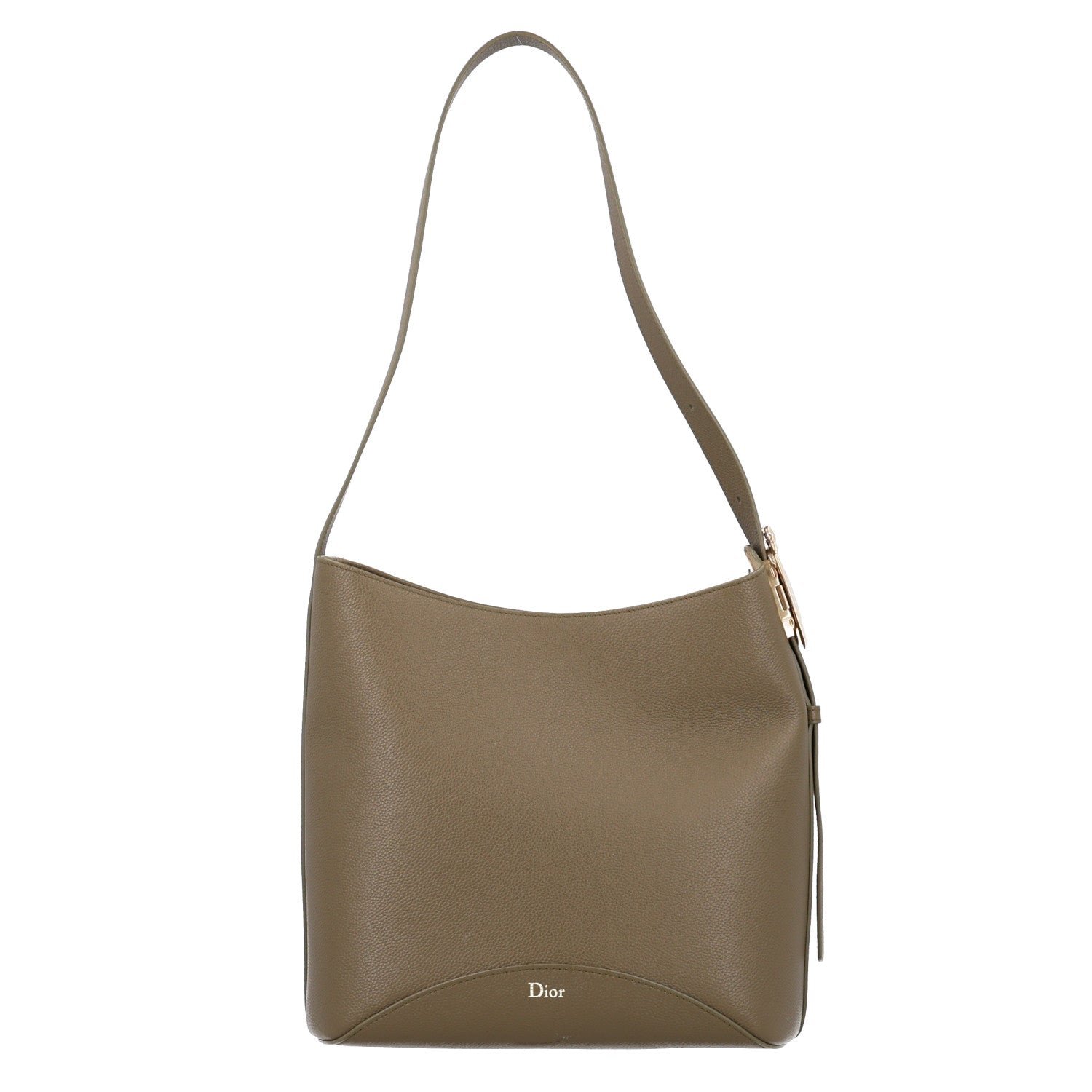 Dior Christian Dior Grained Calfskin Medium Medaillon Bucket Bag Khaki