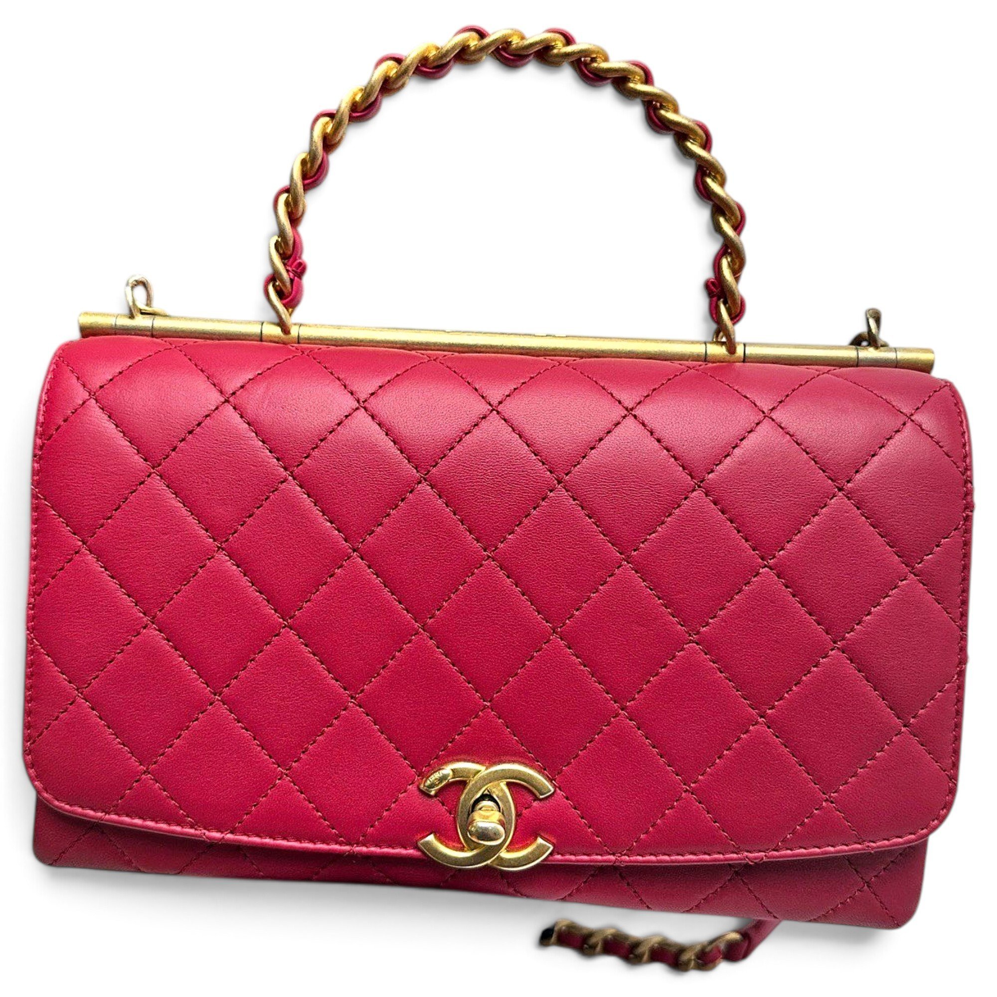 Trendy CC Top Handle leather handbag