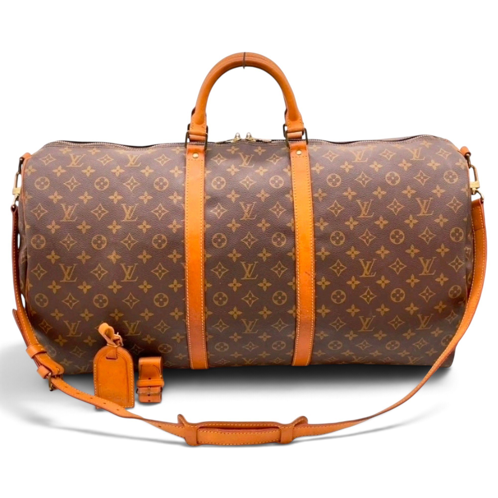 Louis Vuitton Keepall leather travel bag
