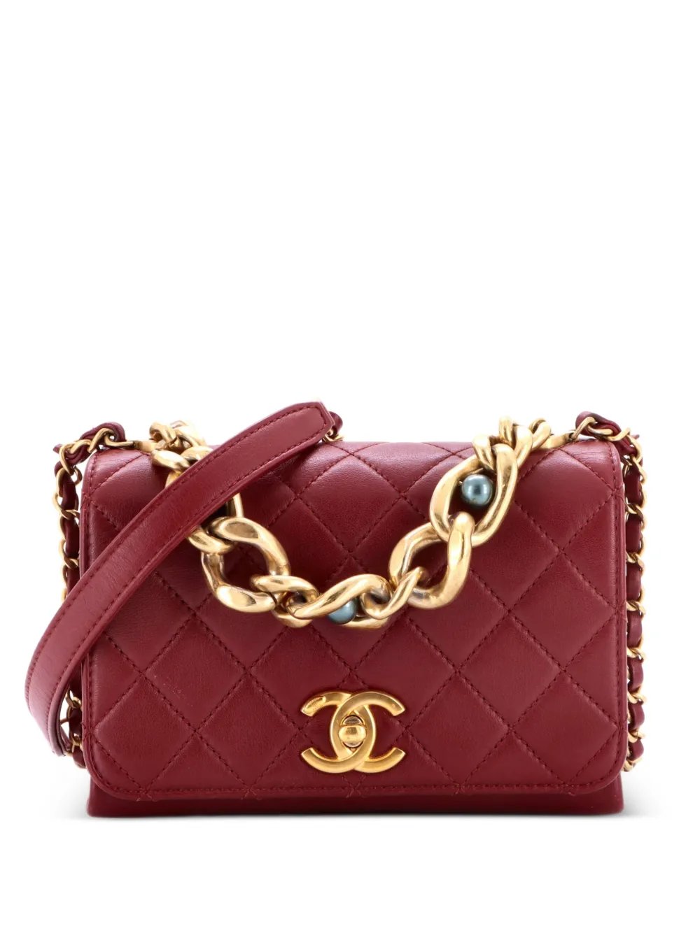Pearl Boy Chain Flap Bag Quilted Calfskin Mini shoulder bag