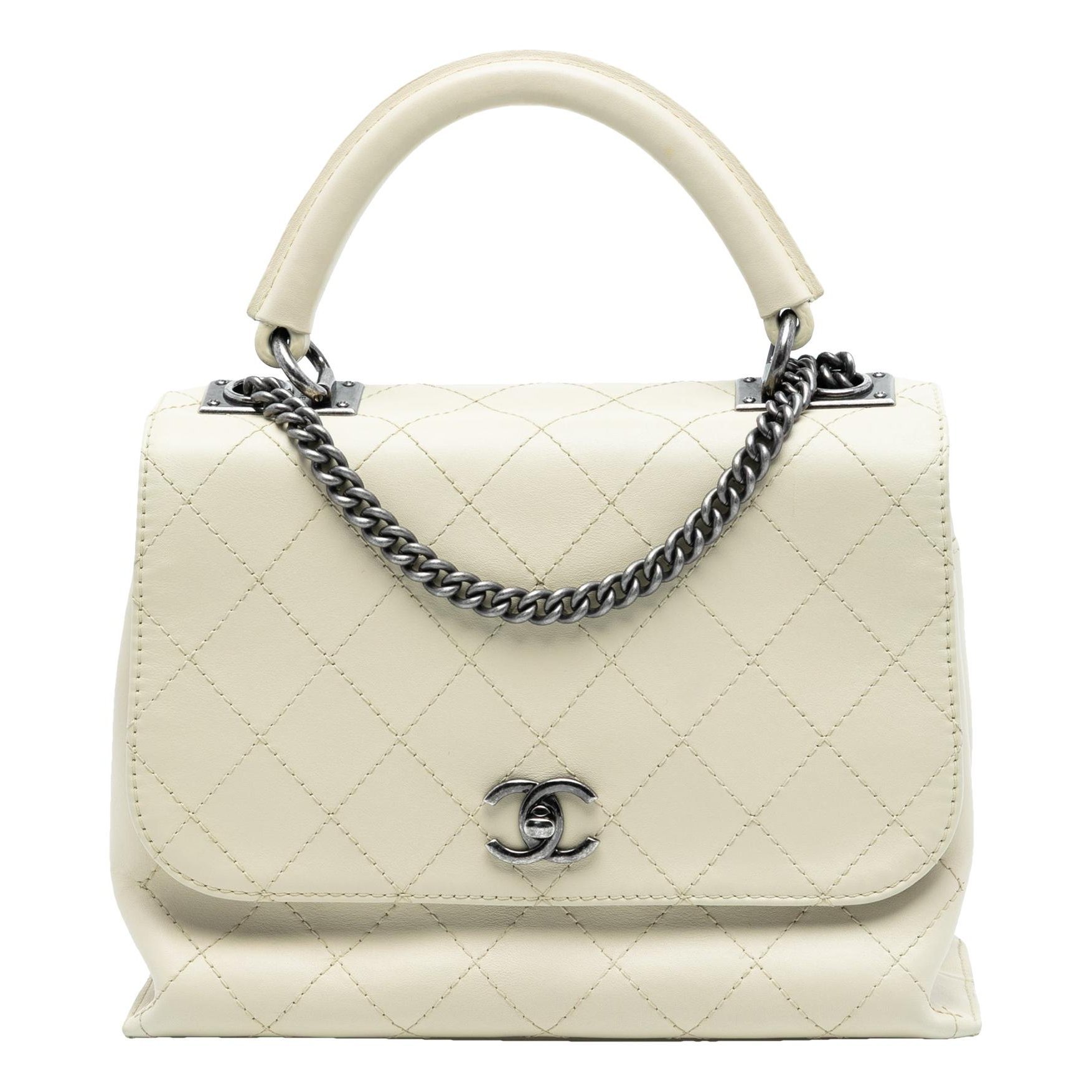 Trendy CC Top Handle leather handbag