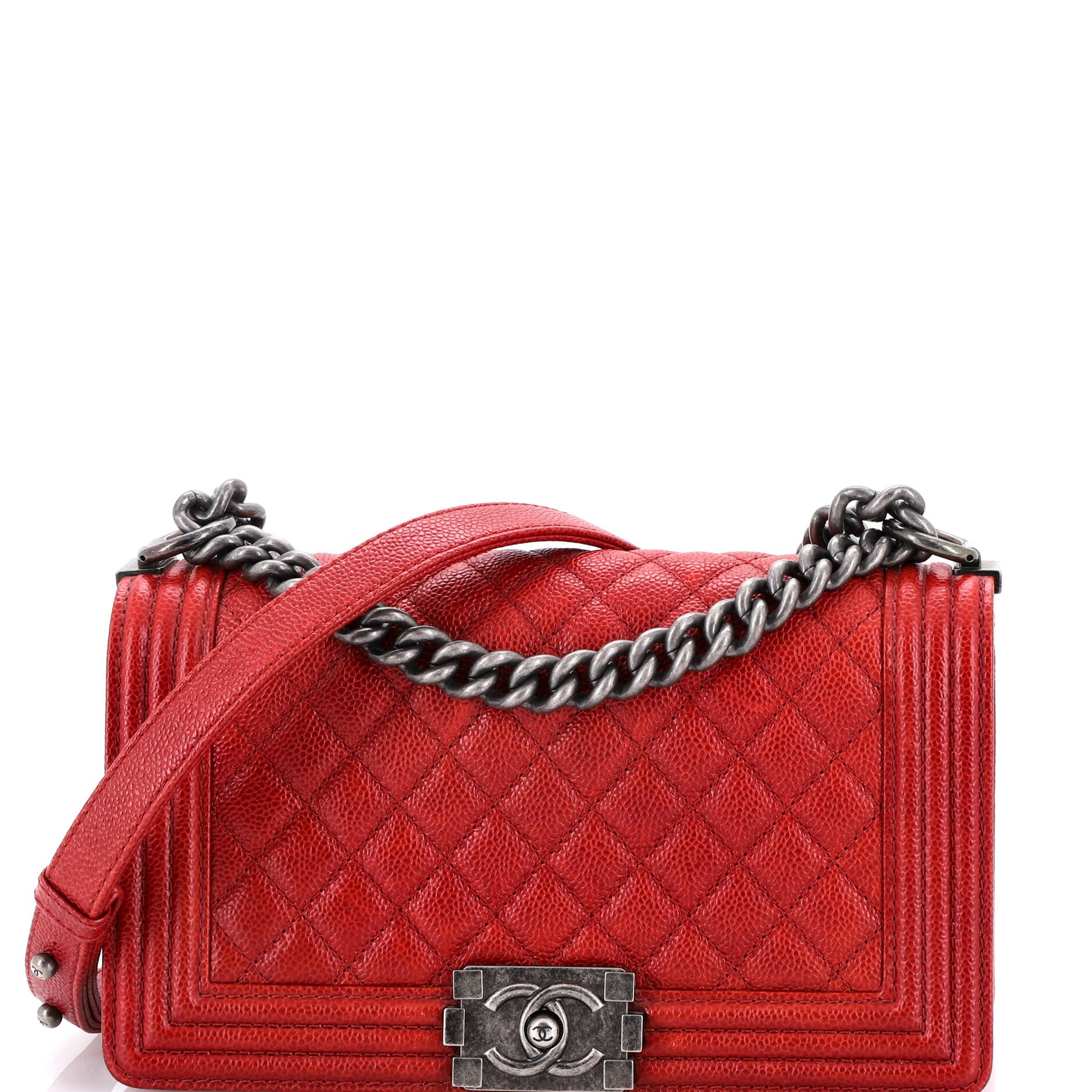 Chanel Boy Flap Bag Quilted Caviar Old Medium