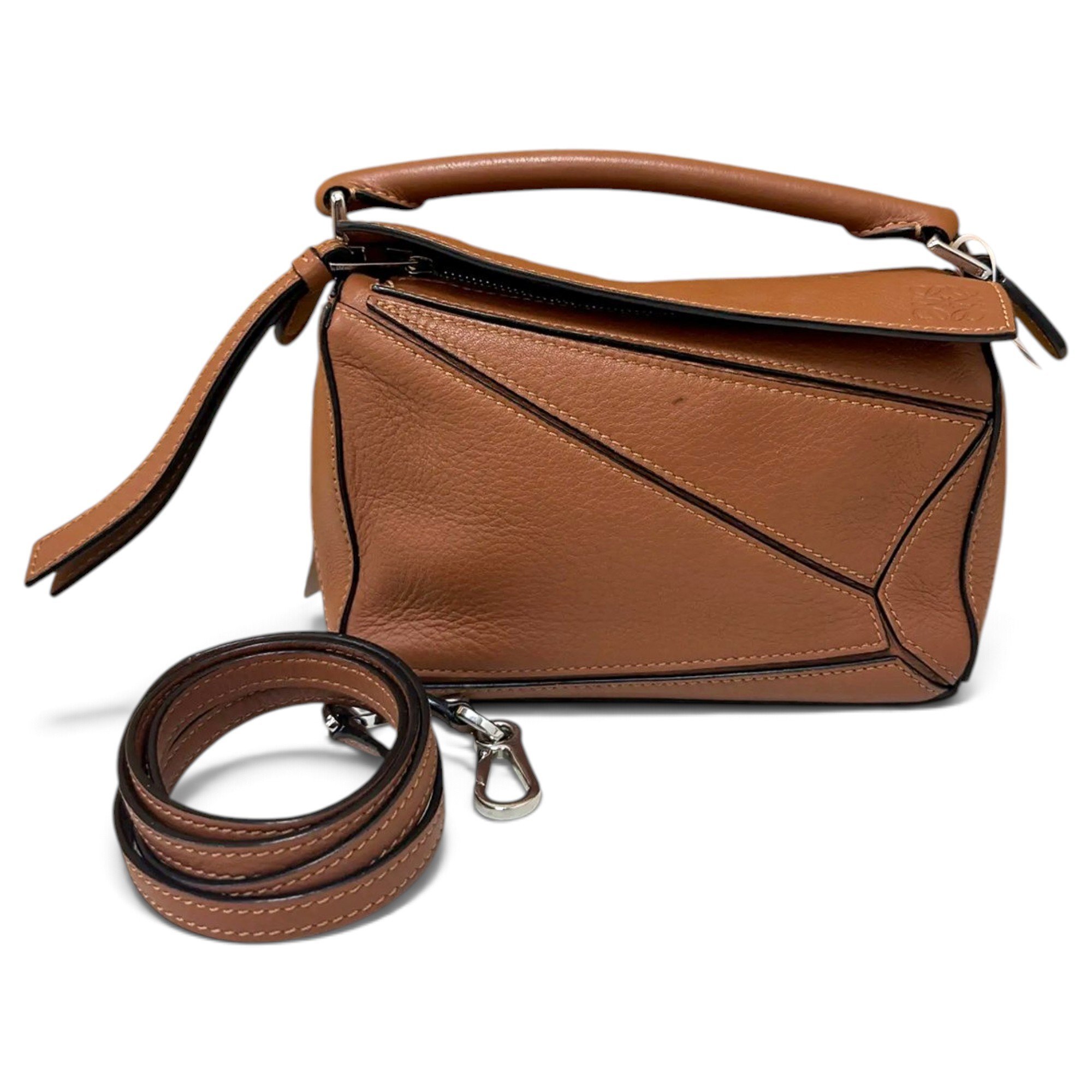 Puzzle leather handbag