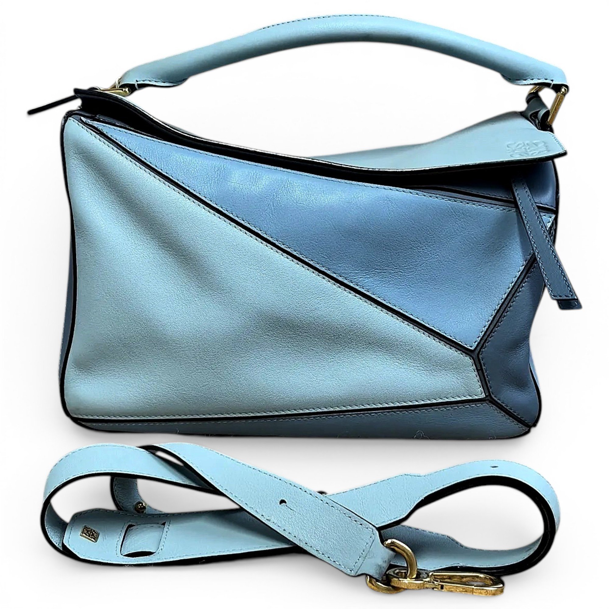 Puzzle leather handbag