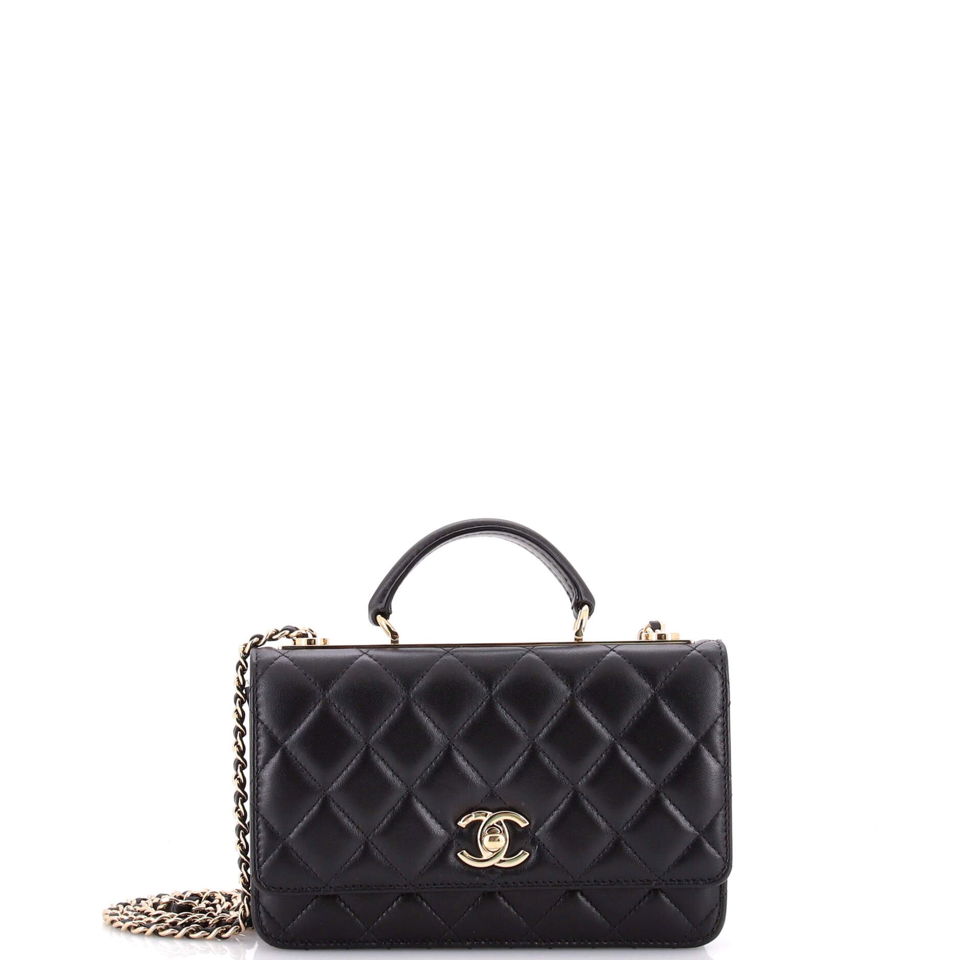 Trendy CC Top Handle Wallet on Chain Quilted Lambskin