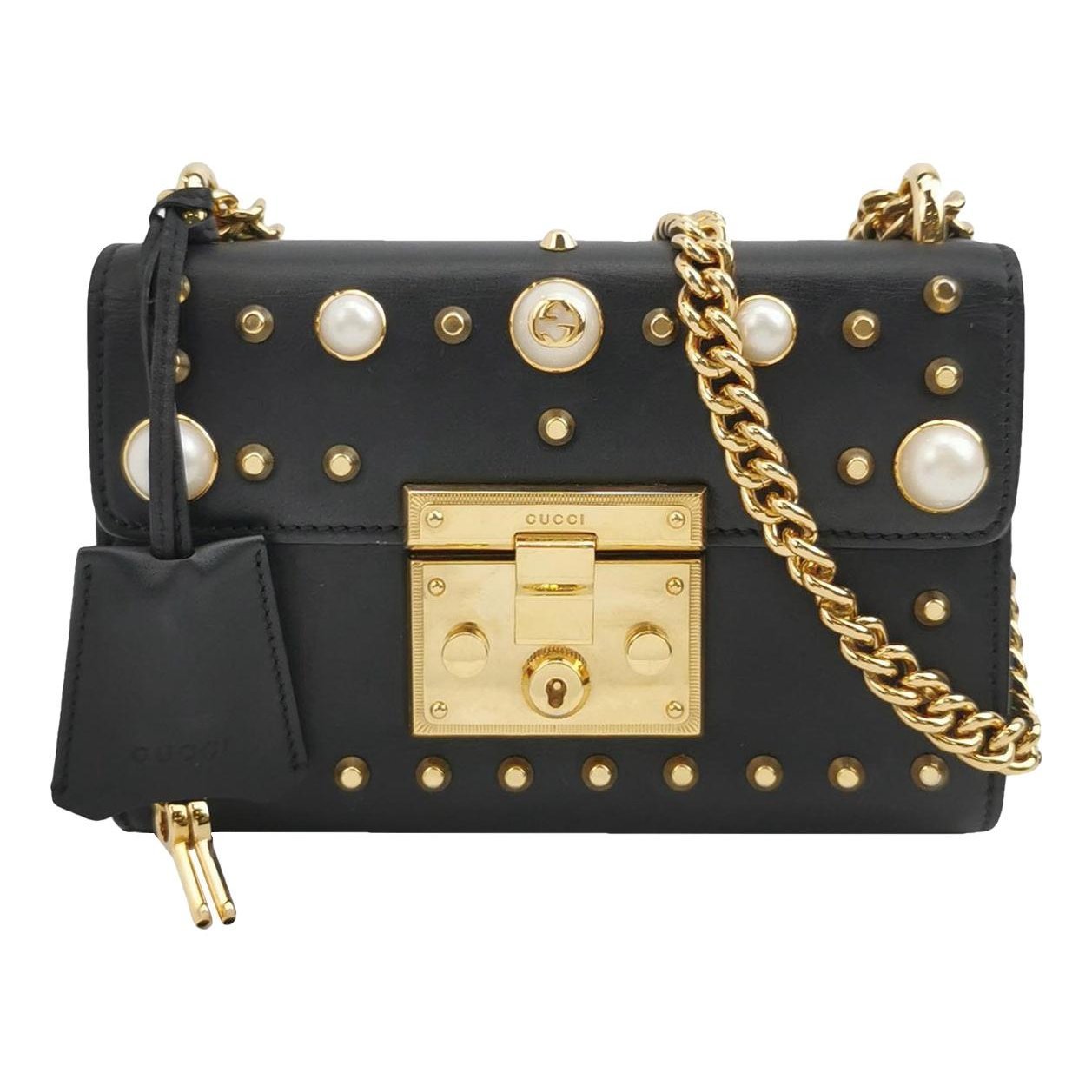 Padlock leather handbag
