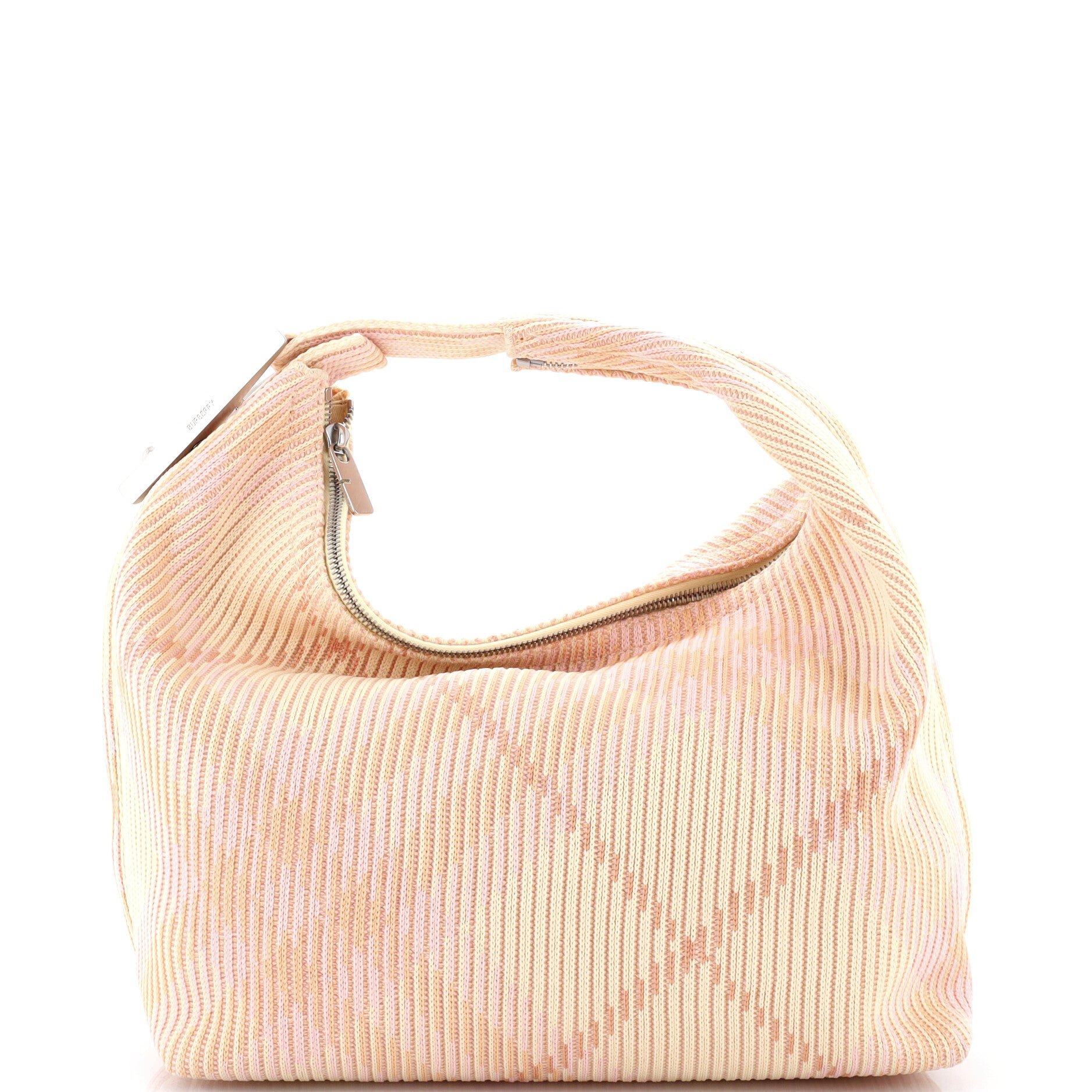 Peg Handle Bag Knit Check Fabric Medium