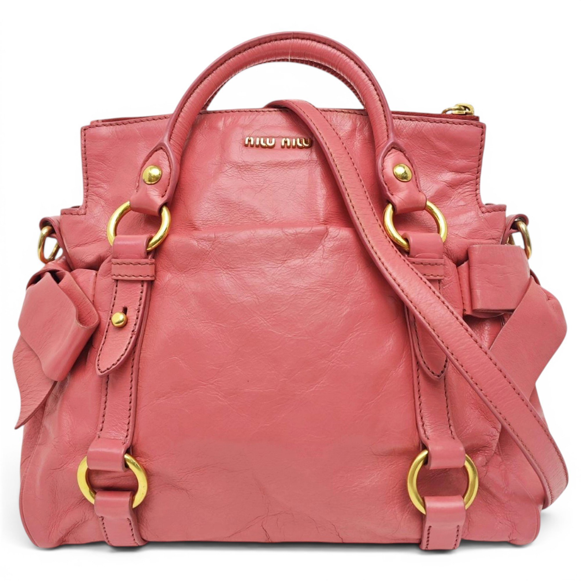 Bow bag leather handbag
