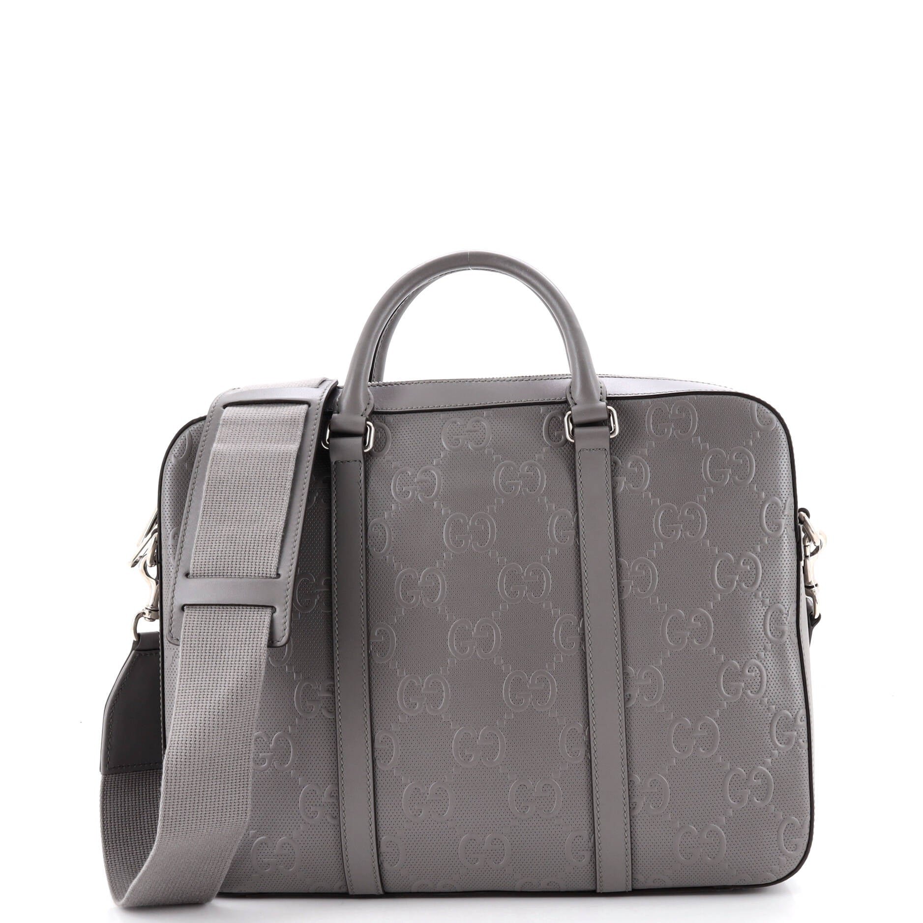 Briefcase GG Embossed Perforated Leather Medium