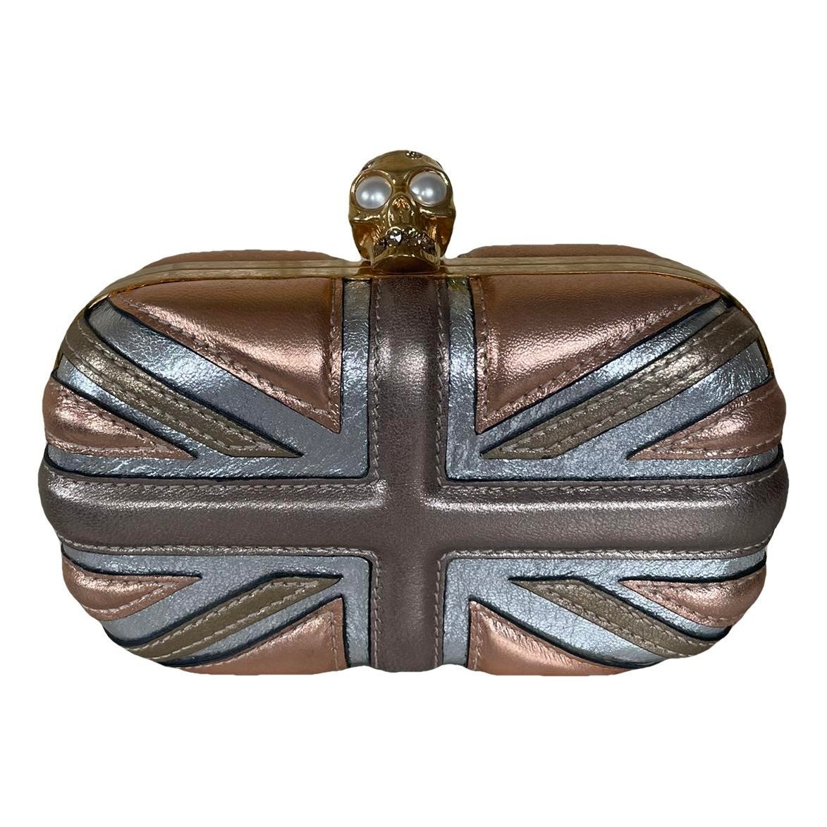 Skull leather clutch bag