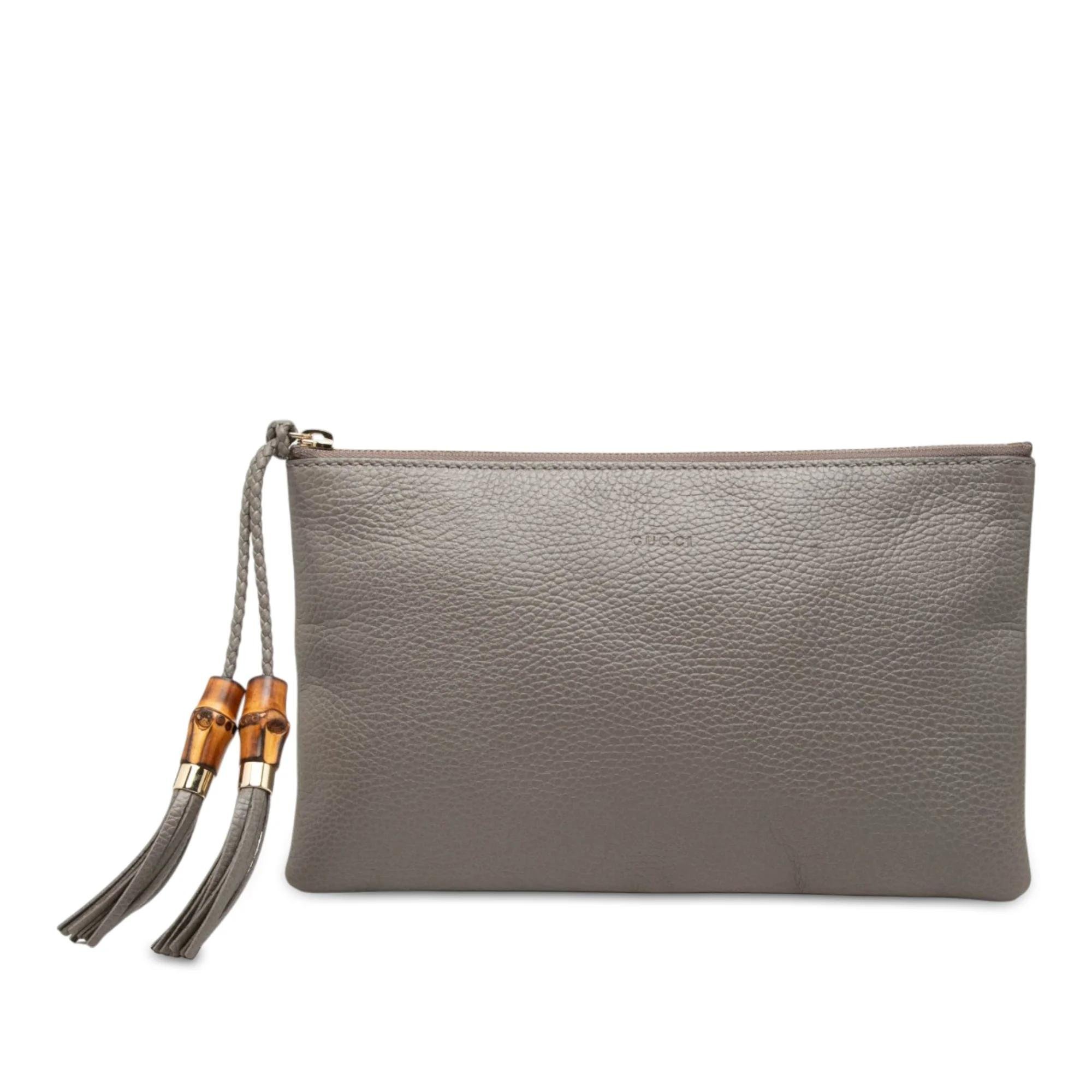 Bamboo leather clutch bag