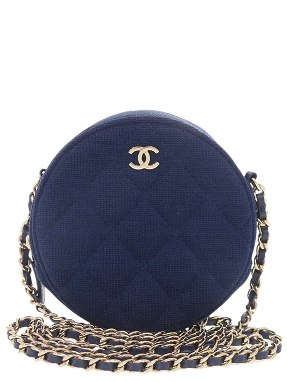 2019 CC Quilted Jersey Round Clutch with Chain crossbody bag