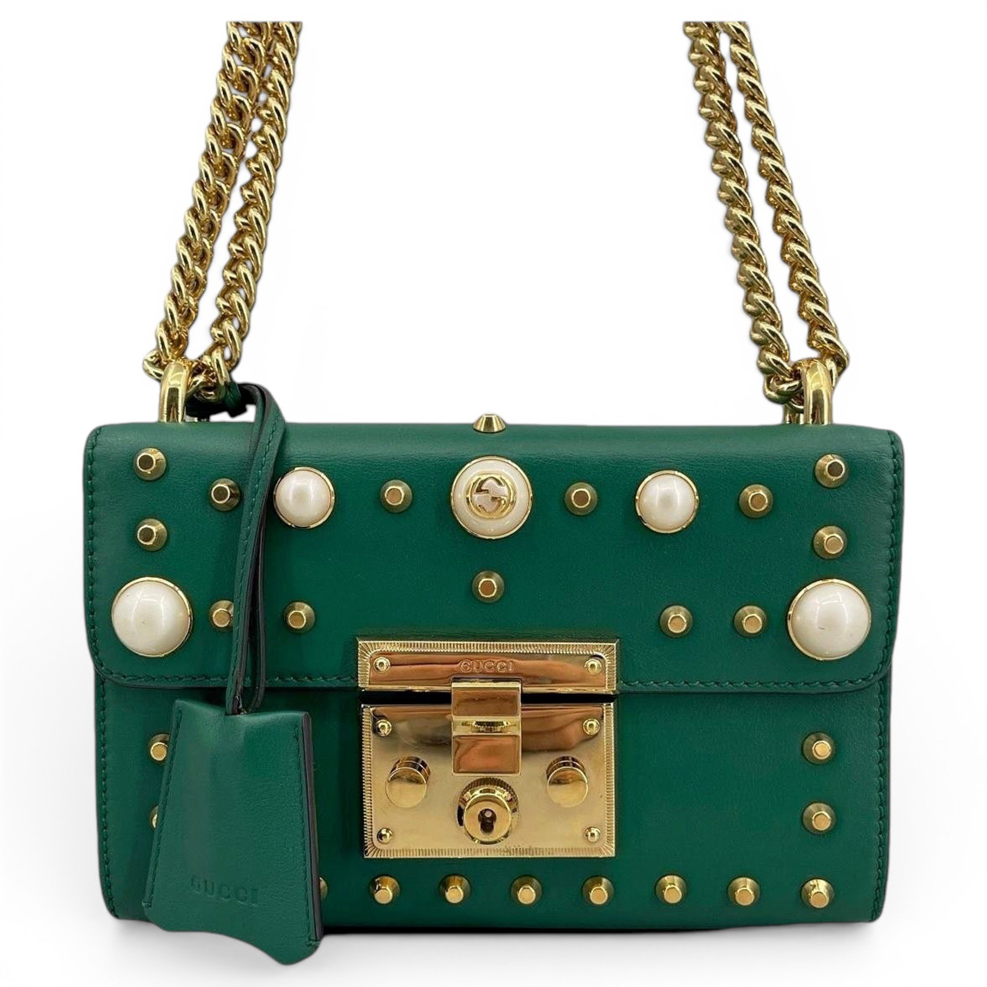 Padlock leather handbag