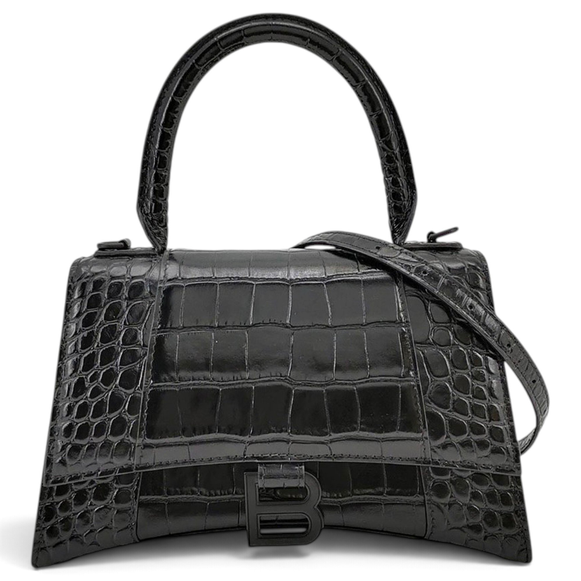 Hourglass leather handbag