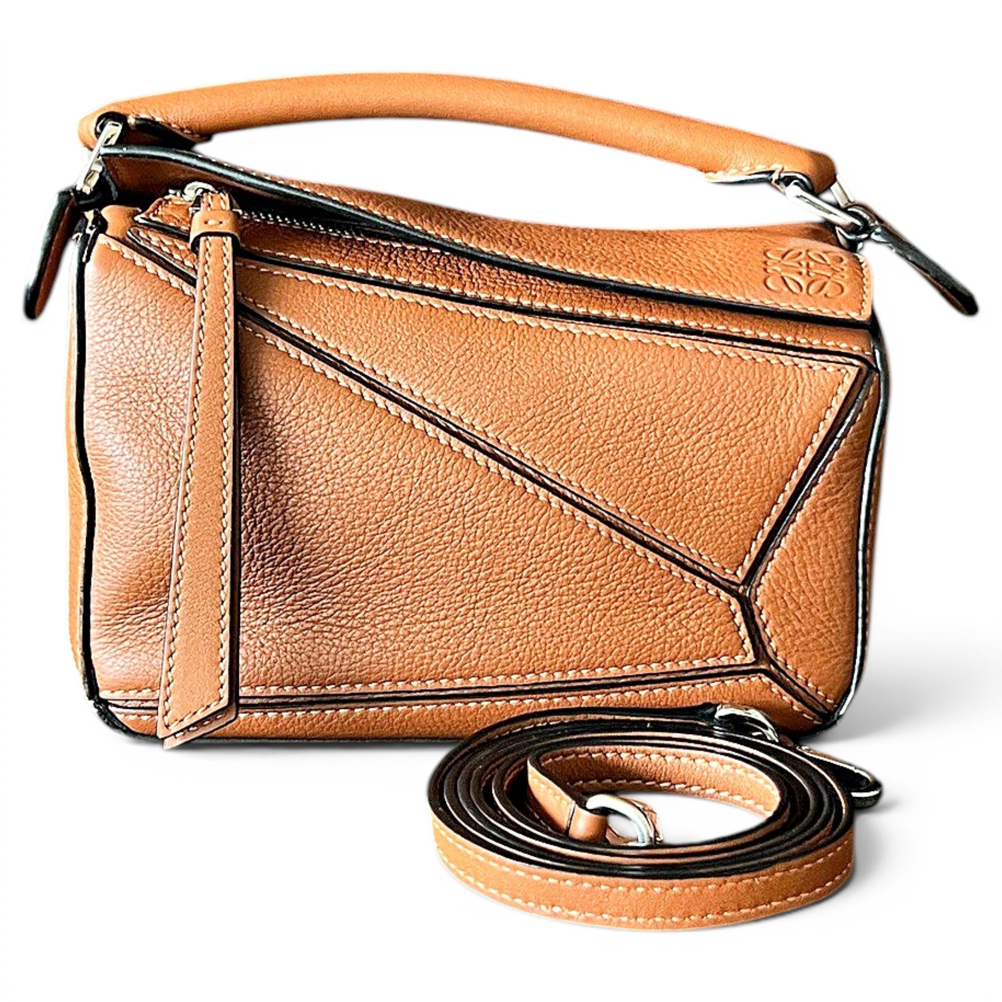 Puzzle leather handbag