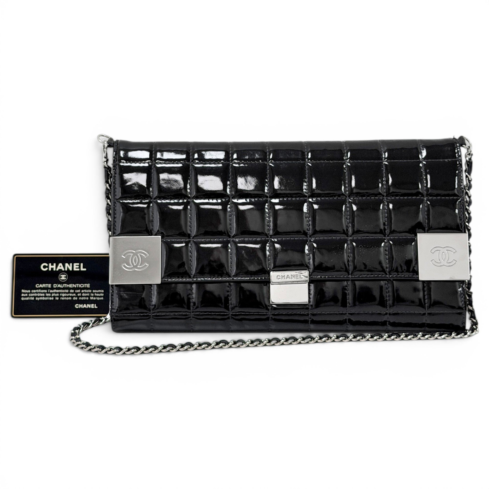 East West Chocolate Bar patent leather handbag