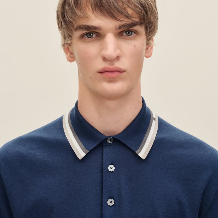 Indigo "Rayures & Twist" Polo Shirt