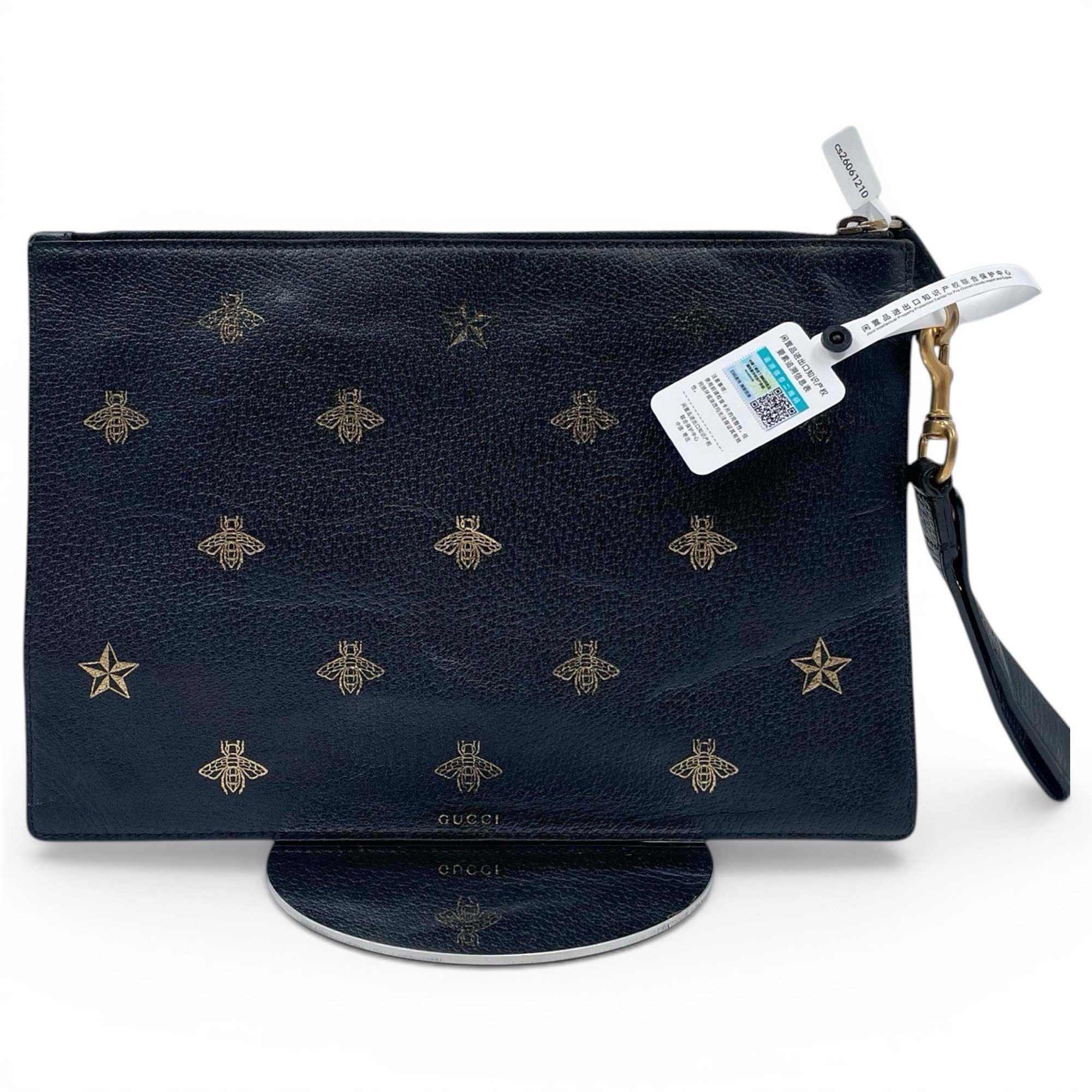 Animalier leather clutch bag