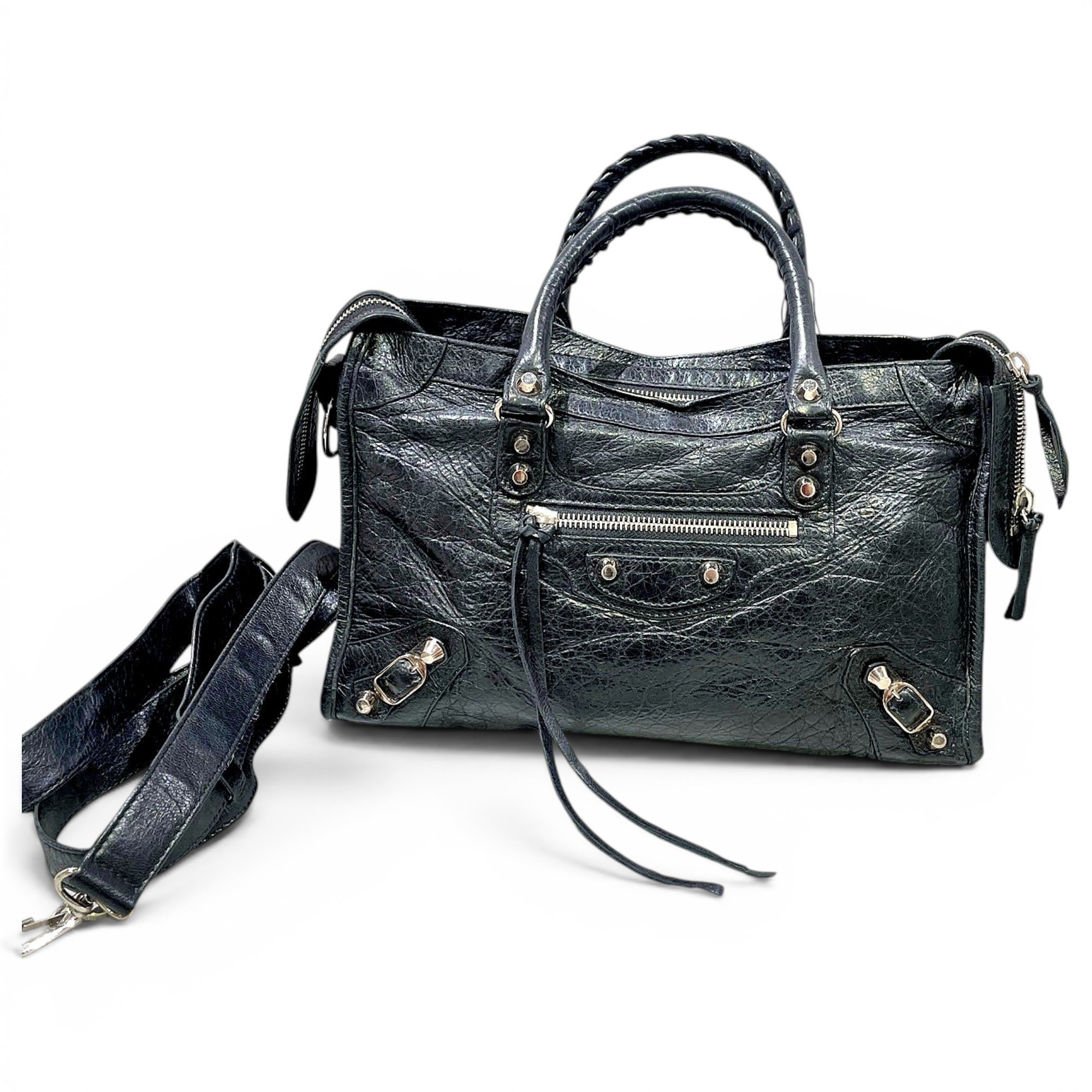 City leather handbag