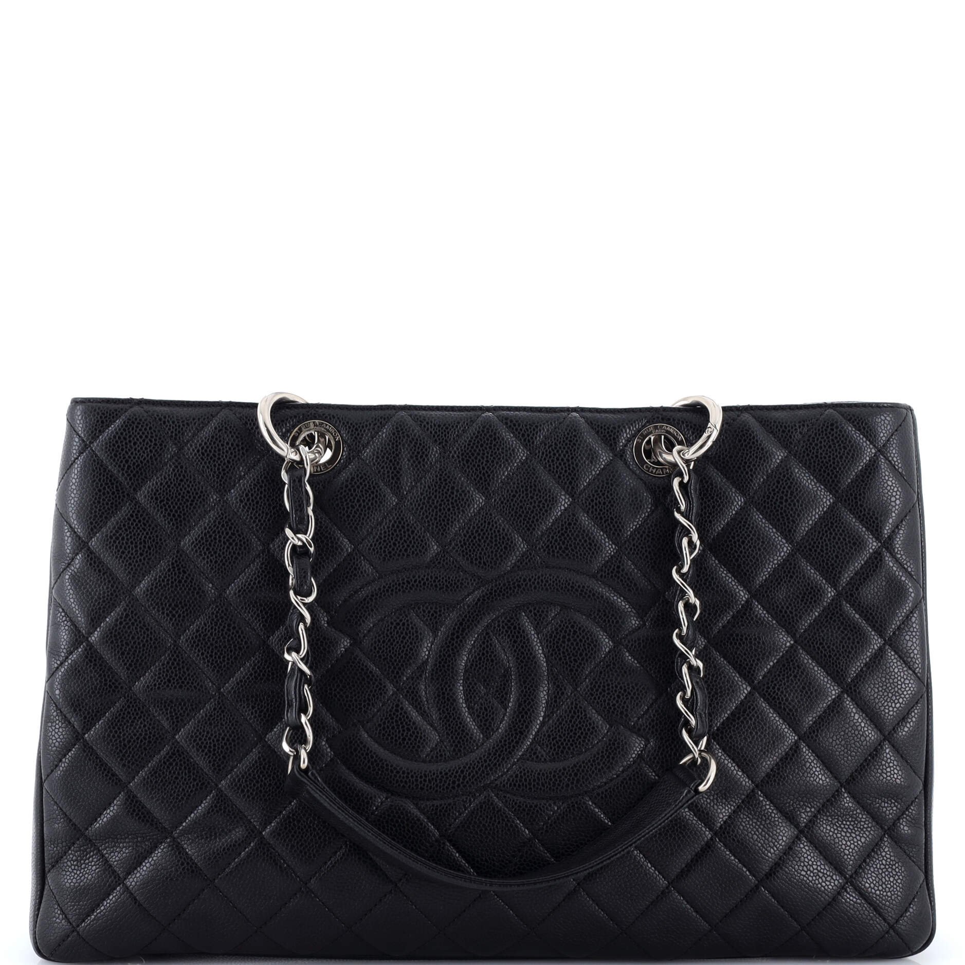 Grand Shopping Tote Quilted Caviar XL