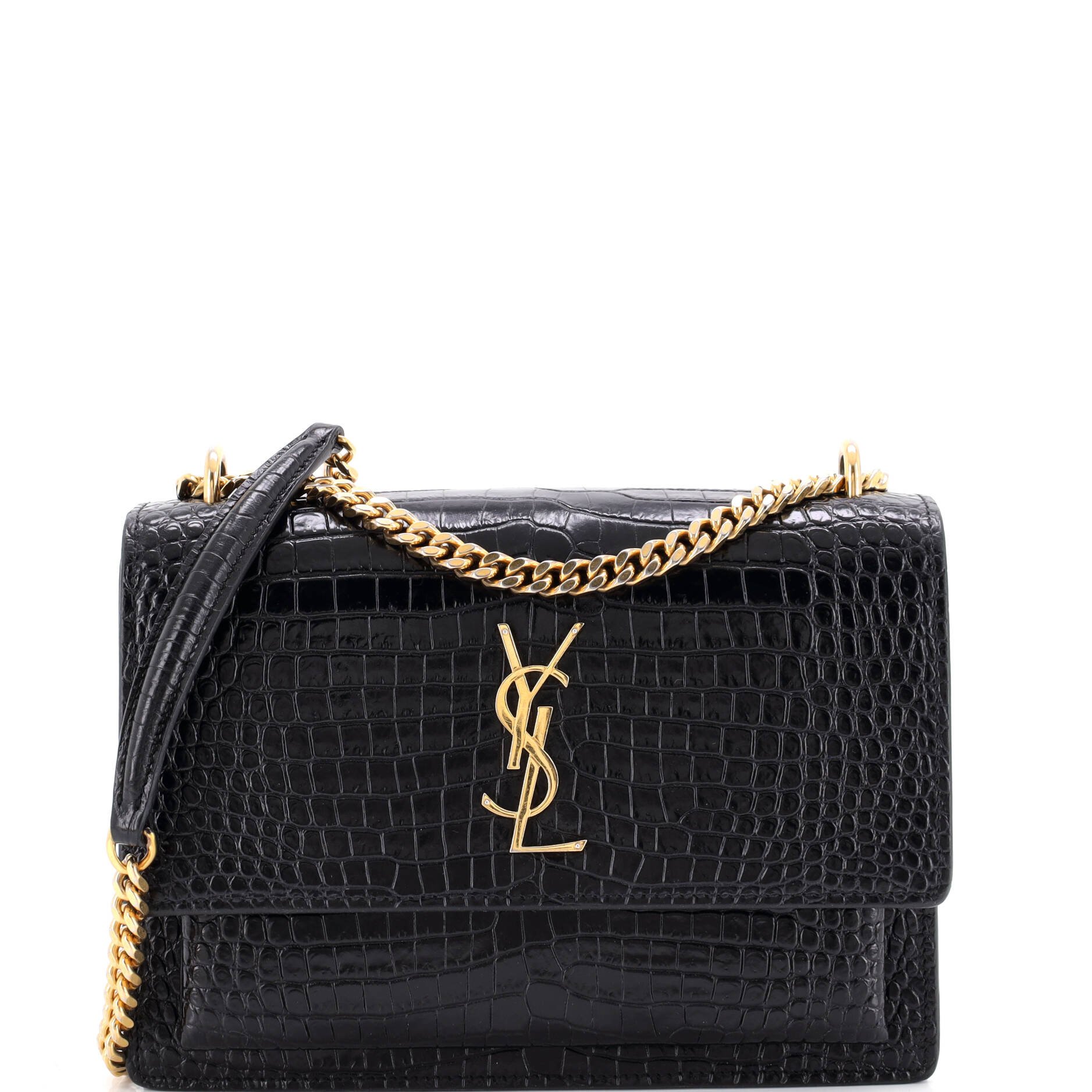 Sunset Crossbody Bag Crocodile Embossed Leather Medium