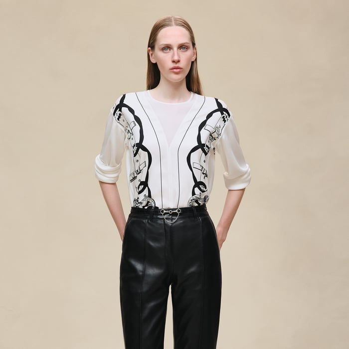 Blanc Nacre "Ferronnerie Remix" Long-sleeve Twillaine Sweater