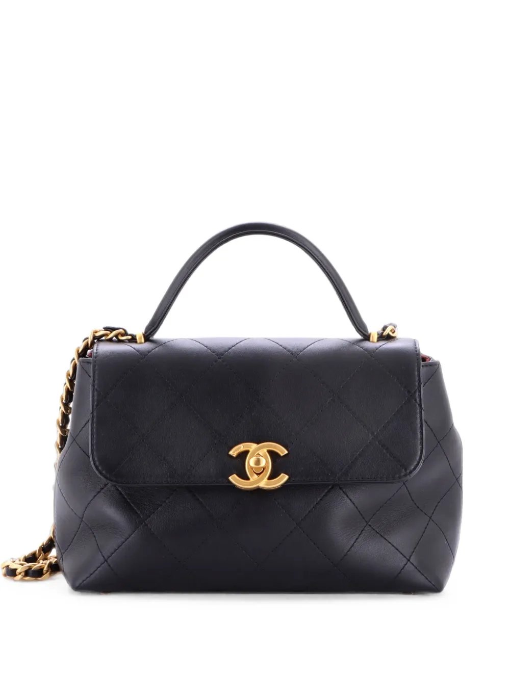 CC Top Handle Flap Bag Quilted Calfskin Large crossbody bag