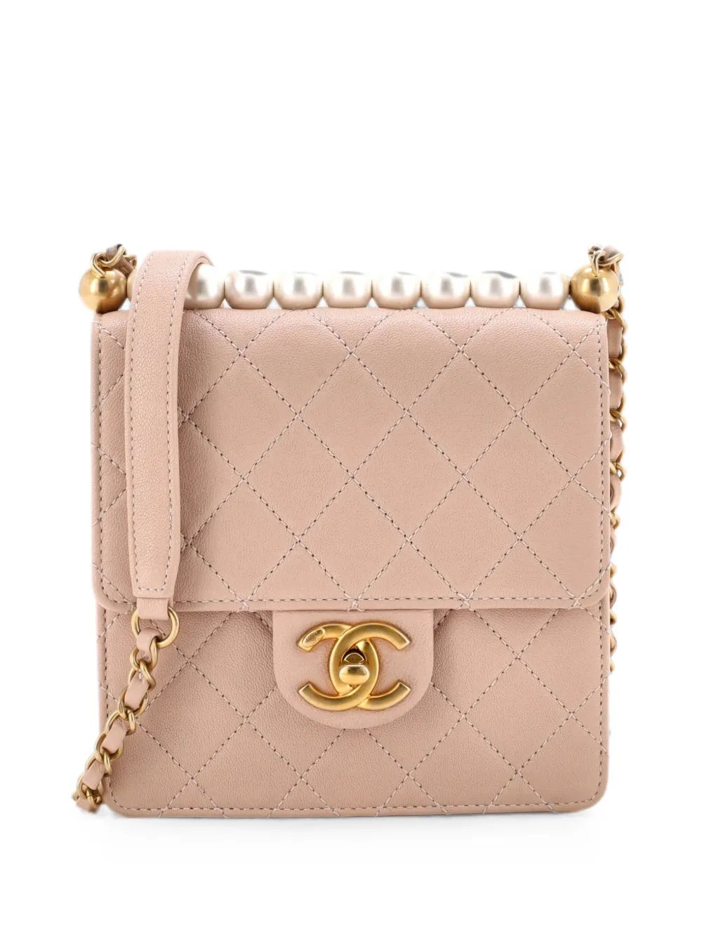 Chic Pearls Flap Bag Quilted Lambskin Mini crossbody bag