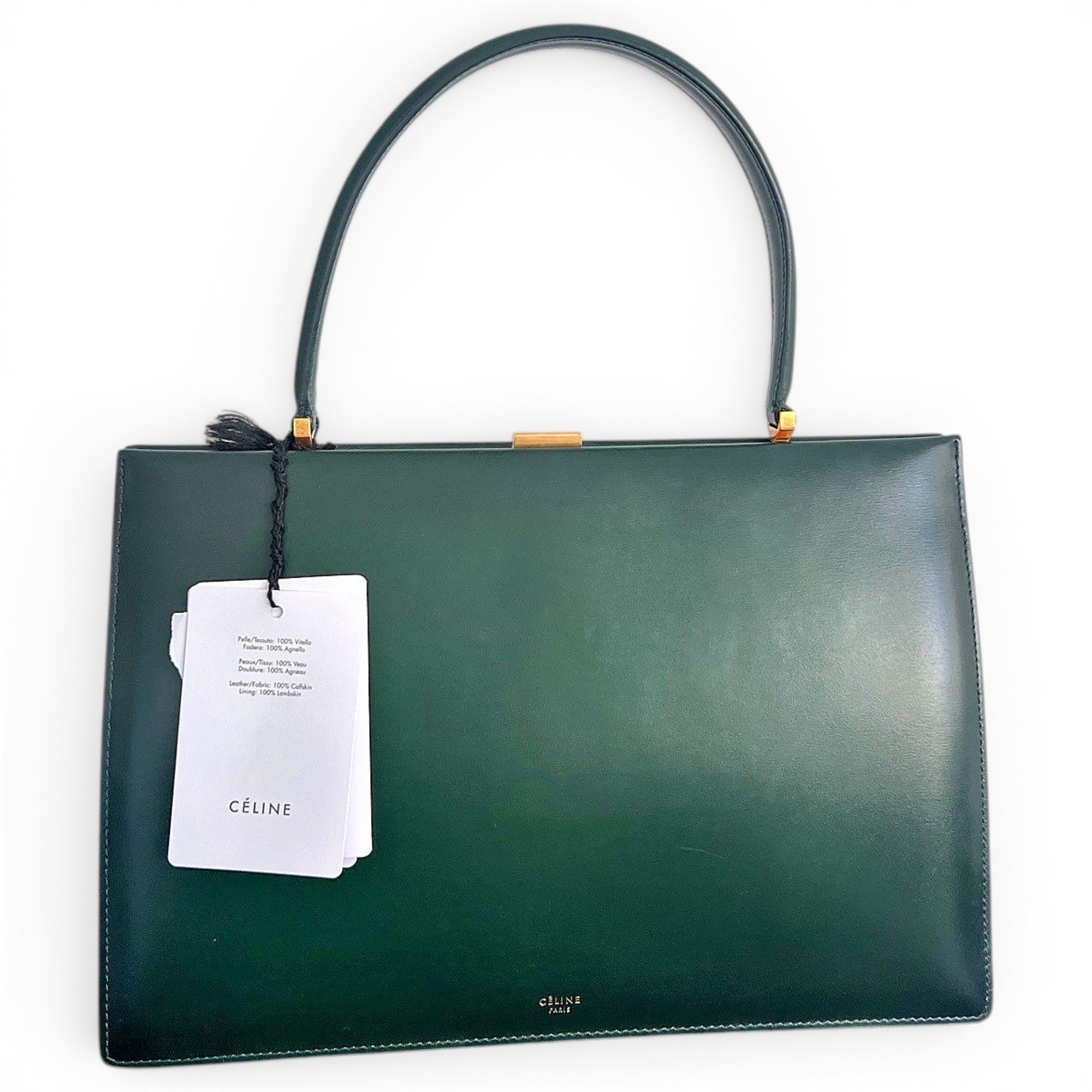 Clasp leather handbag