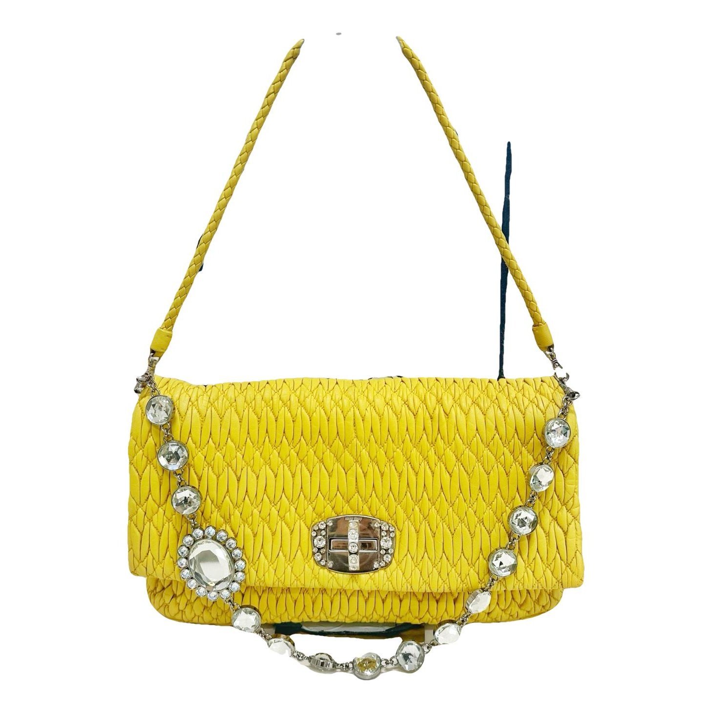Miu Crystal leather handbag